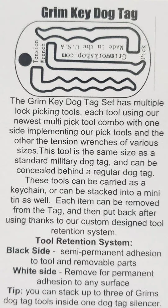 Grim Key Dog Tag: Tactical Lock Pick Set