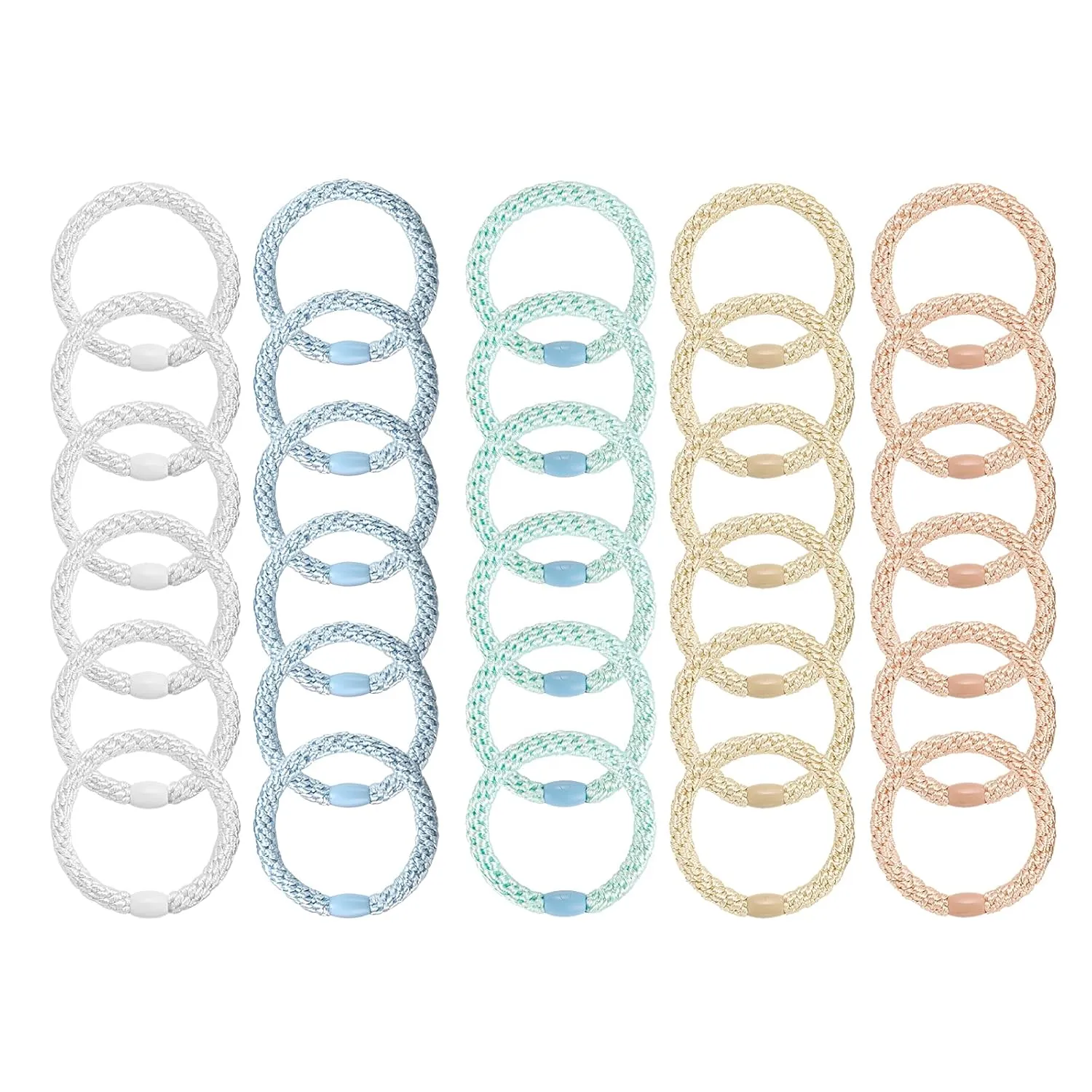 Hair Ties for Thick Hair, Funtopia 30 Pcs Ponytail Holders Elastics Hair Bands, No Damage No Crease Hair Elastics for Women Girls Teens