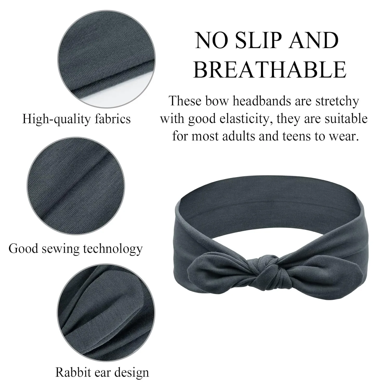 Huachi 12 Pack Bow Headbands for Women Elastic Hair Band Headwraps Knotted Headband Rabbit Ears Turban Fashion Sport Cute Hair Accessories