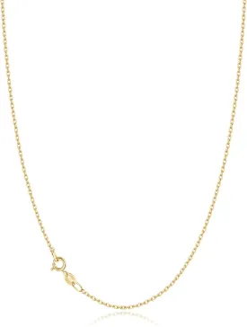 Jewlpire Solid 18k Gold Over 925 Sterling Silver Chain Necklace for Women, 1mm Cable Chain Necklace Sturdy & Shiny Women's Chain Necklaces 14/16/17/18/20/22/24 Inch