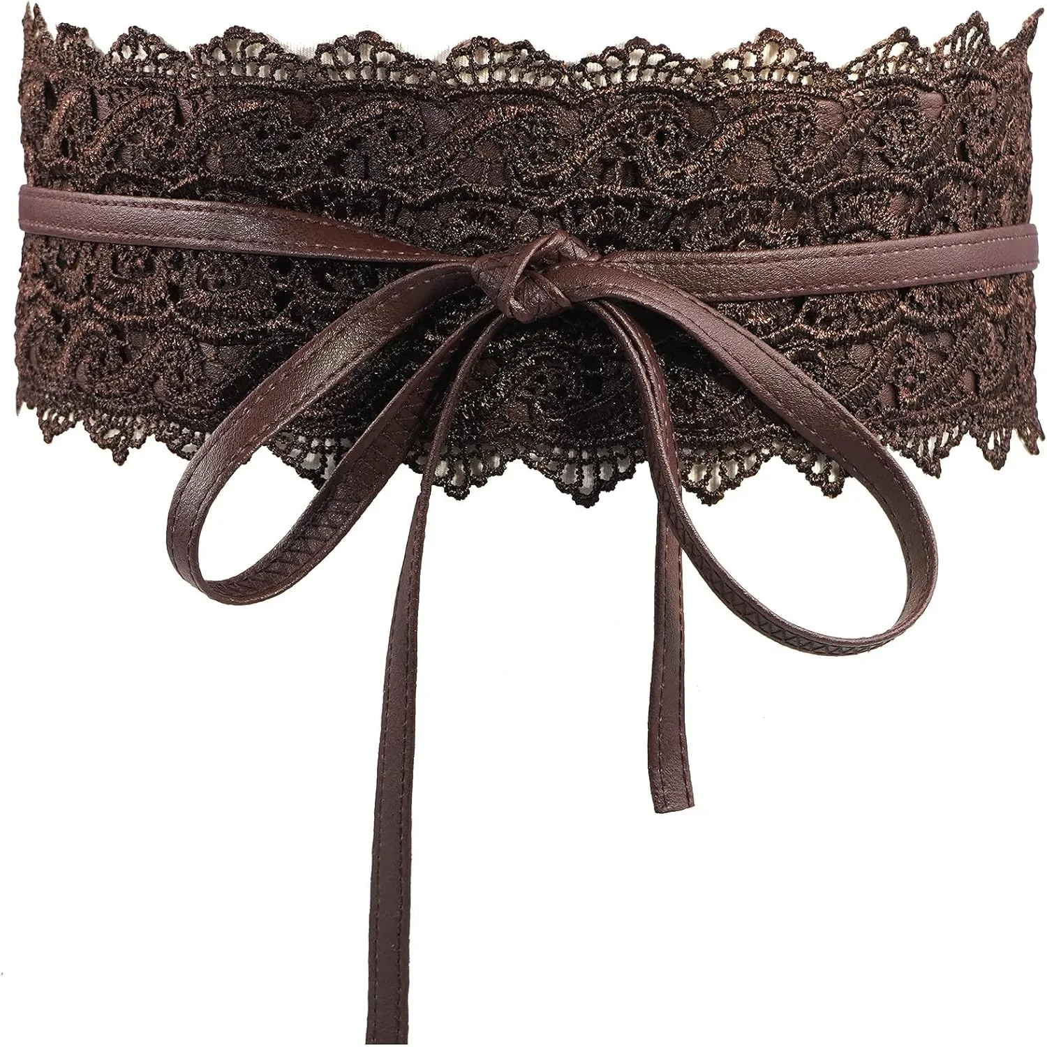 Lace-up Waist Belt Faux Leather Corset Belt Tie Wrap Bowknot Waistband for Women