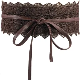 Lace-up Waist Belt Faux Leather Corset Belt Tie Wrap Bowknot Waistband for Women