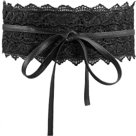 Lace-up Waist Belt Faux Leather Corset Belt Tie Wrap Bowknot Waistband for Women