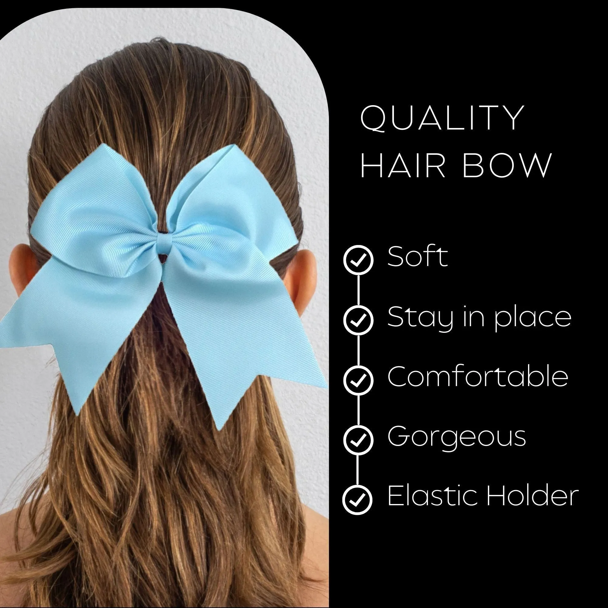 Light Blue Clip Hair Bows - 10 Pack