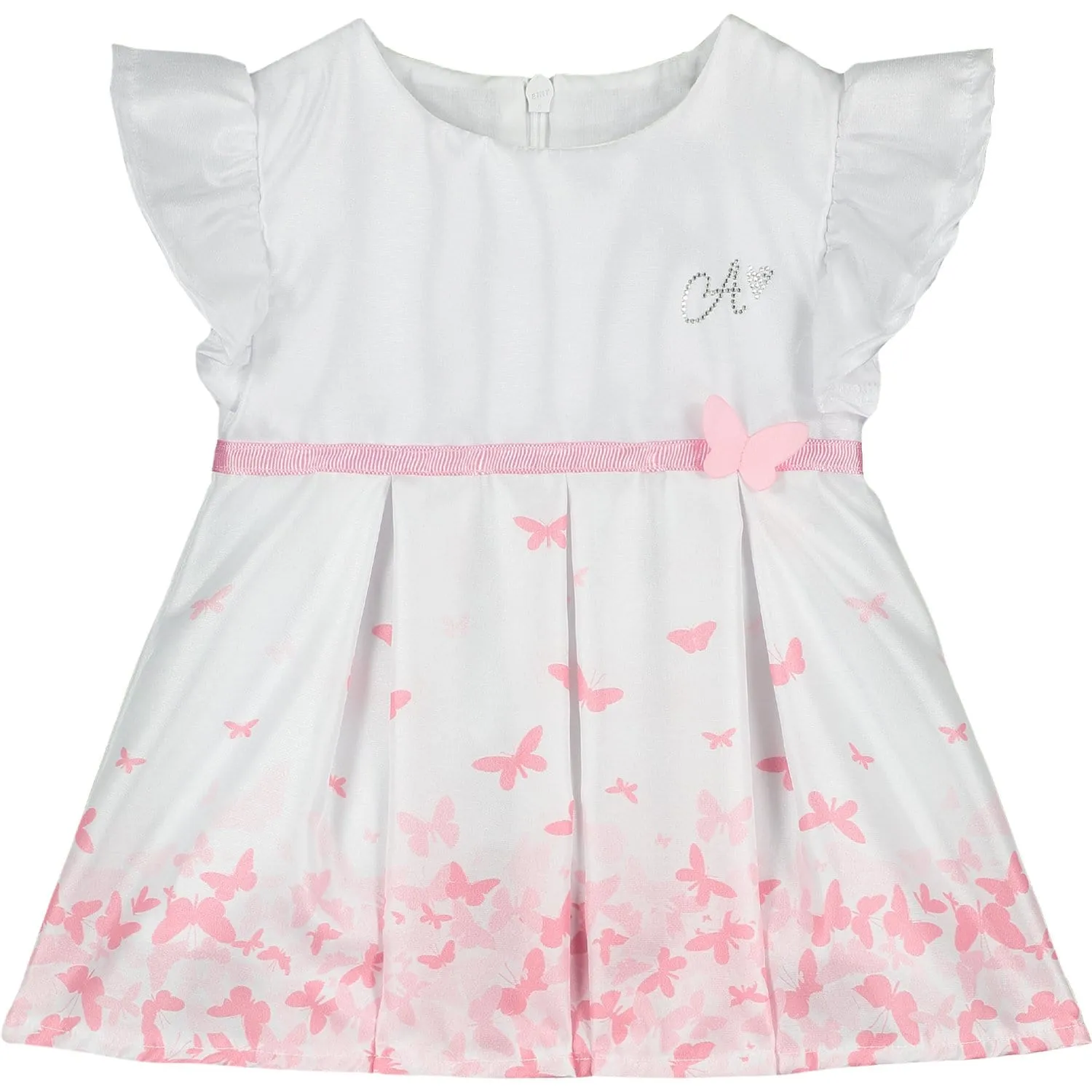 LITTLE A - Danica Butterfly Print Dress - White