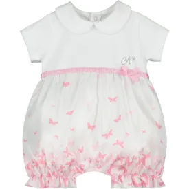 LITTLE A - Daniella Butterfly Print Romper - White
