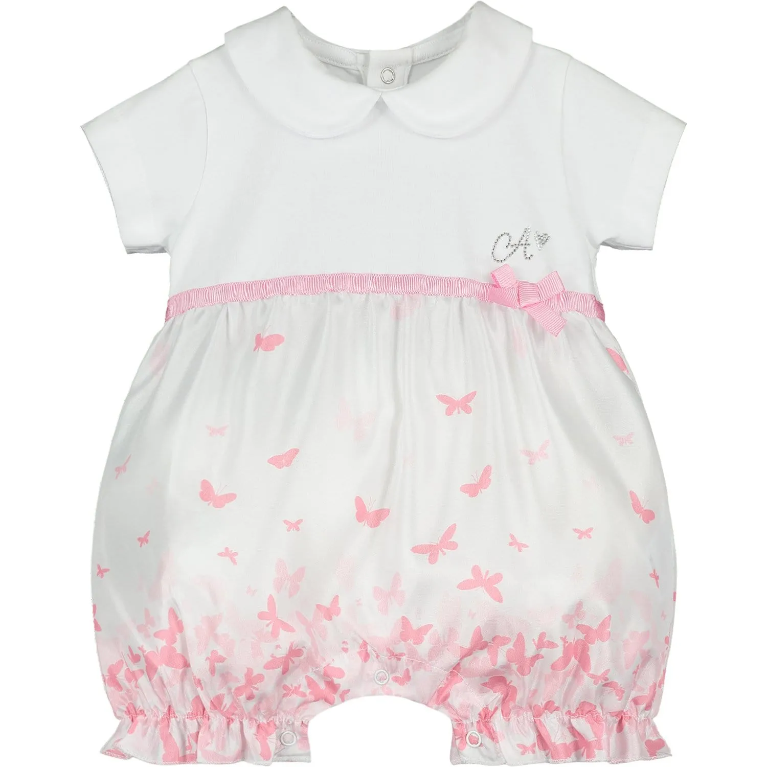 LITTLE A - Daniella Butterfly Print Romper - White
