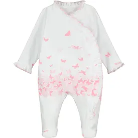 LITTLE A - Demi Butterfly Print Baby Grow - White