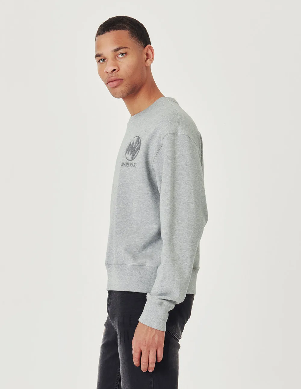 MARK FAST Round neck MF logo embroidery top