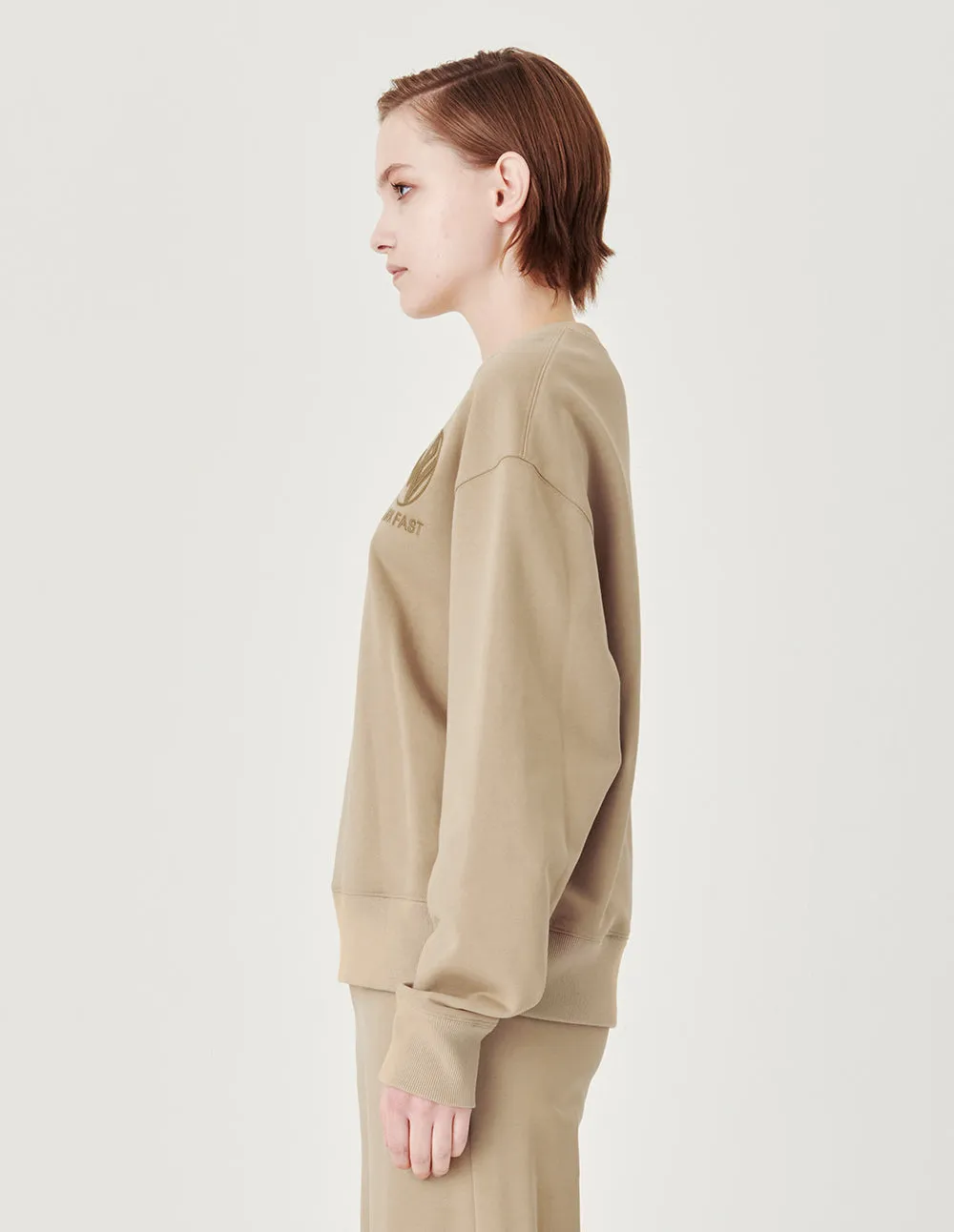 MARK FAST Round neck MF logo embroidery top