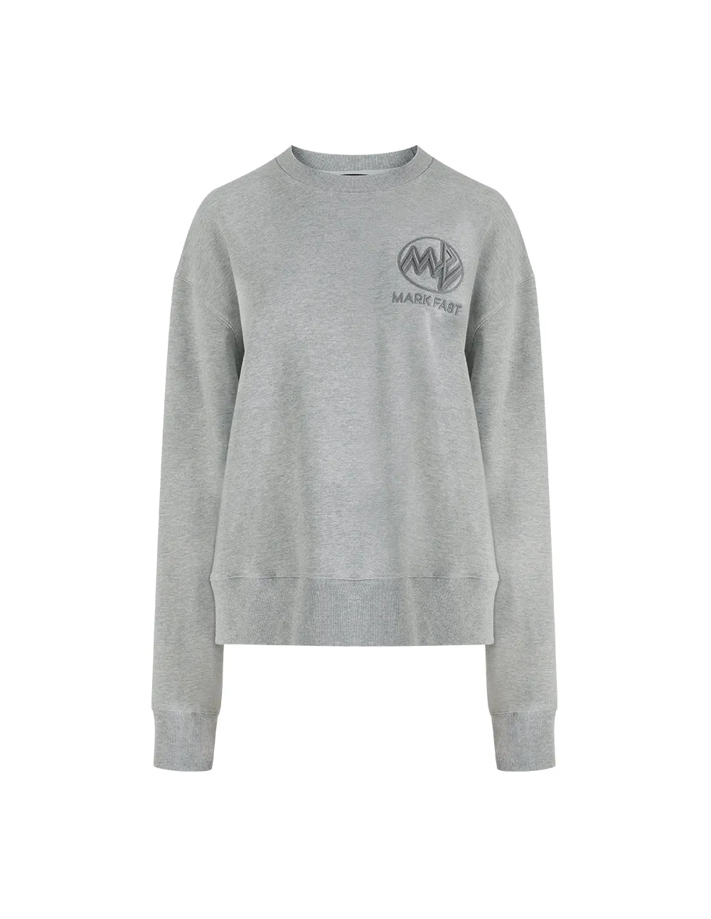 MARK FAST Round neck MF logo embroidery top