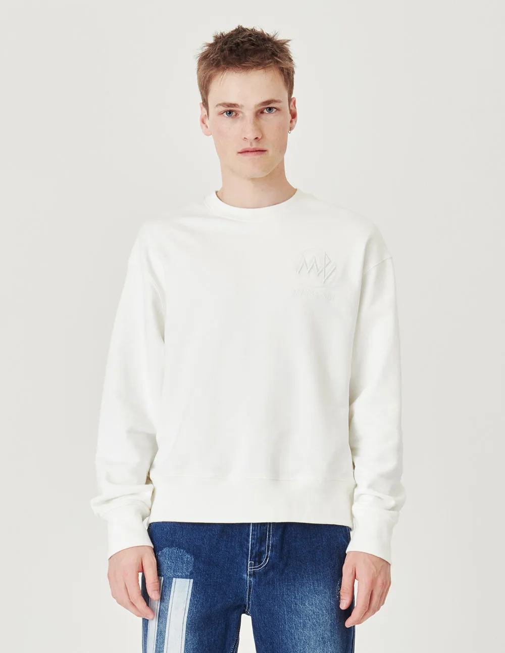 MARK FAST Round neck MF logo embroidery top
