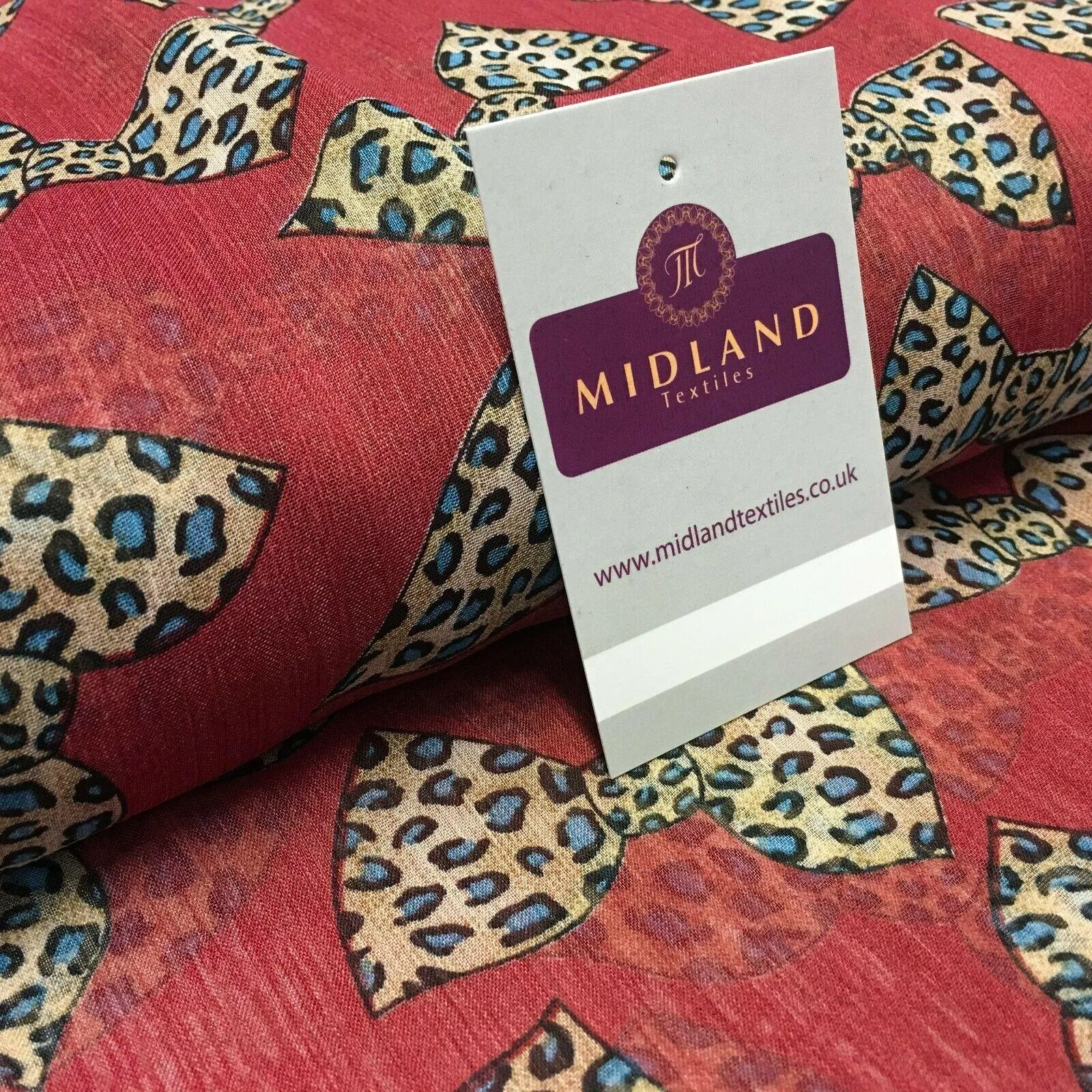 Maroon Animal Bows Printed Crinkle Georgette Chiffon Fabric 150cm wide MK1090-22