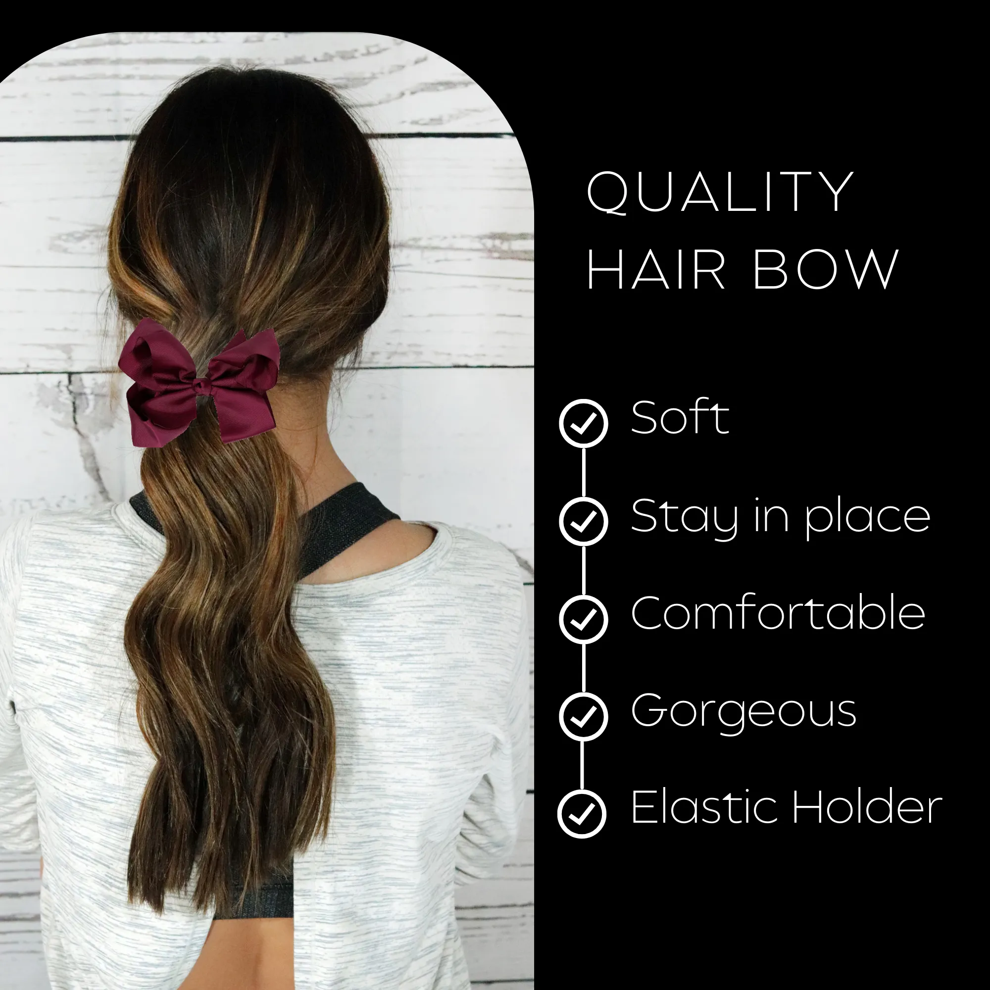 Maroon Classic Hair Bows - 10 Pack