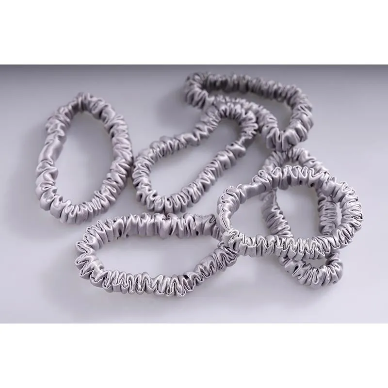 Mini silk scrunchies - Silver - 6 pack - dropshipping