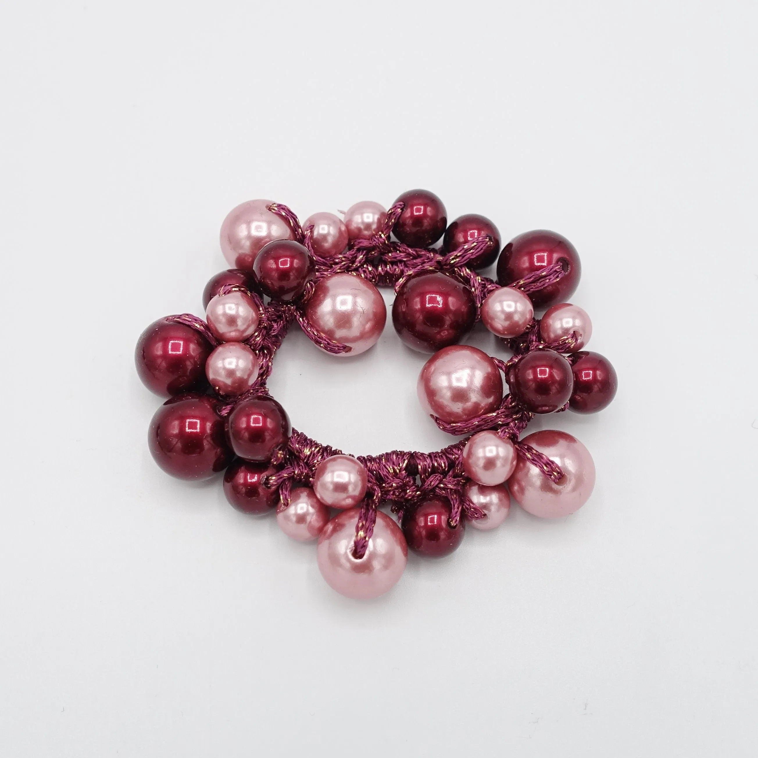 multi size sleek ball beaded hair elastic ponytail holder woman hair accessory
