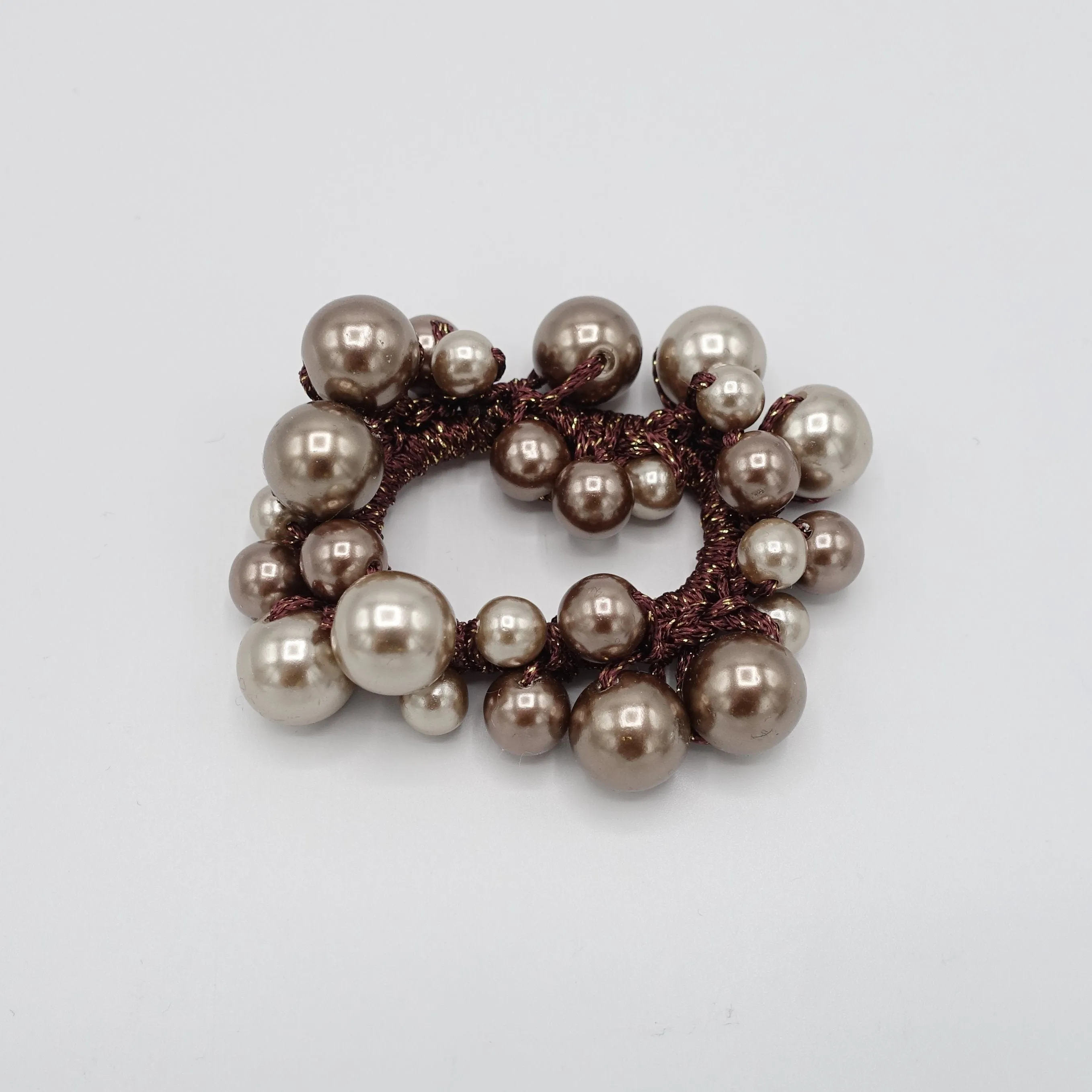multi size sleek ball beaded hair elastic ponytail holder woman hair accessory
