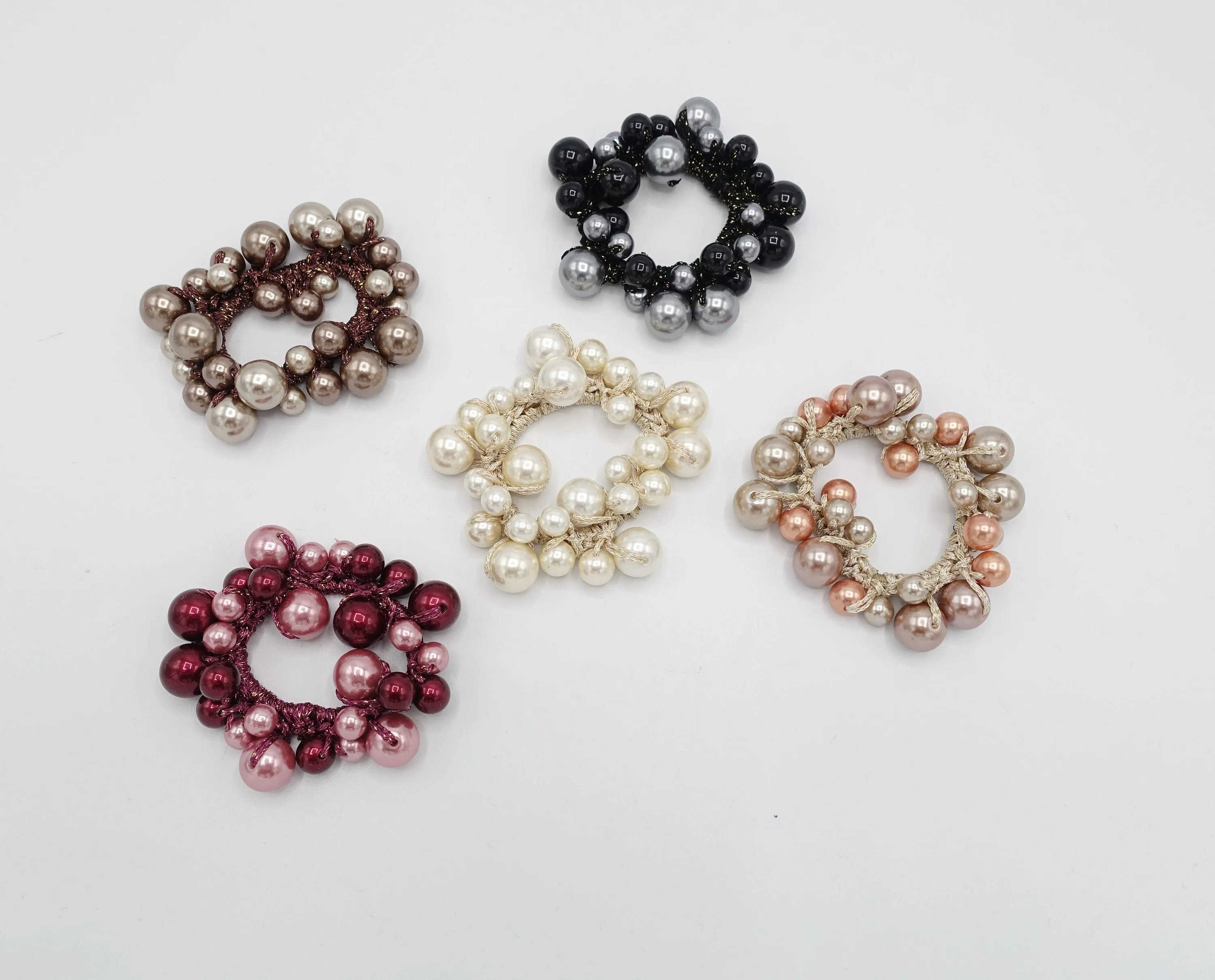 multi size sleek ball beaded hair elastic ponytail holder woman hair accessory