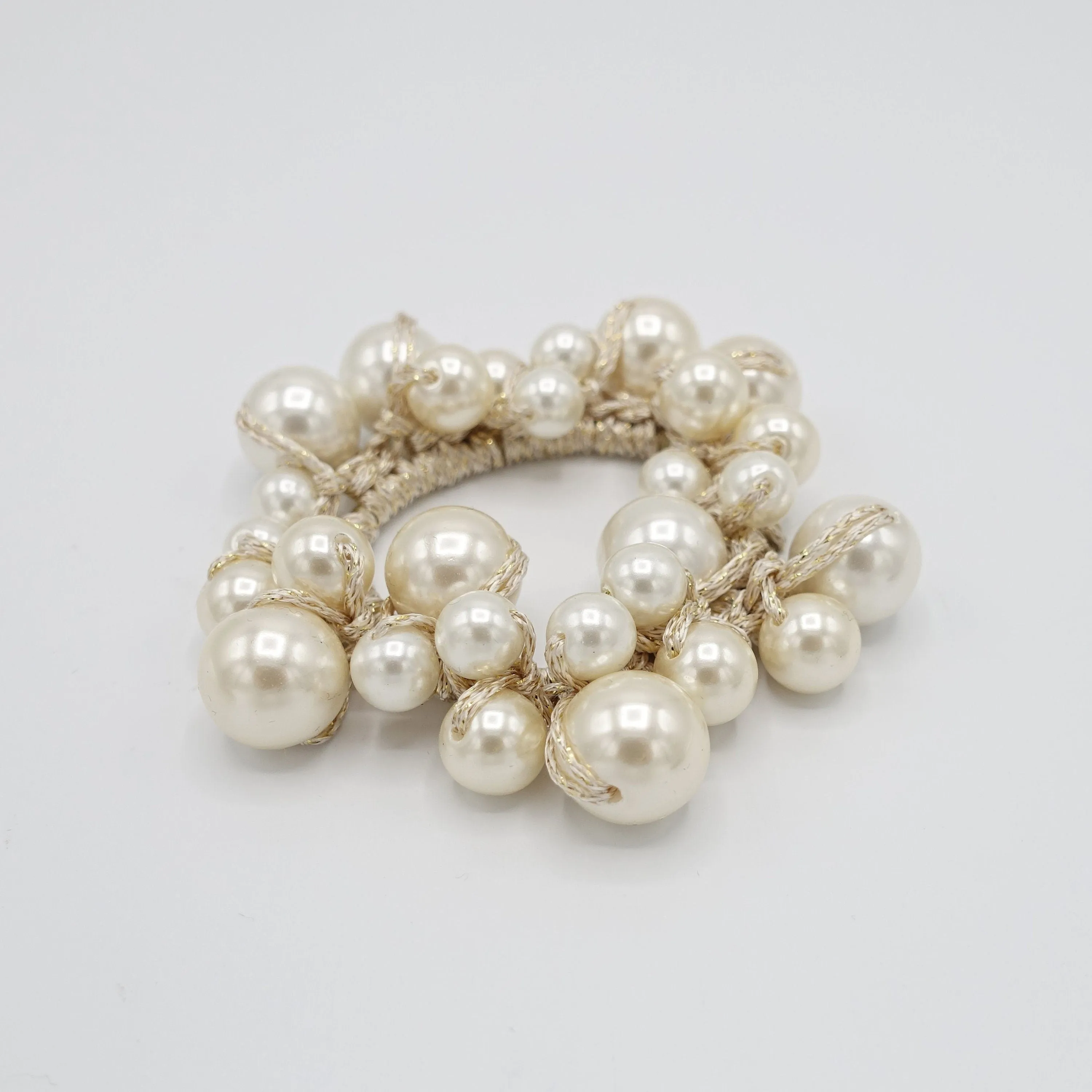 multi size sleek ball beaded hair elastic ponytail holder woman hair accessory