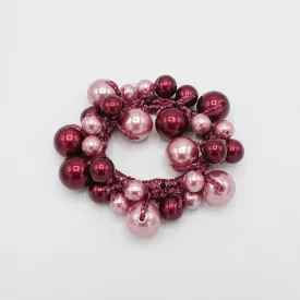 multi size sleek ball beaded hair elastic ponytail holder woman hair accessory