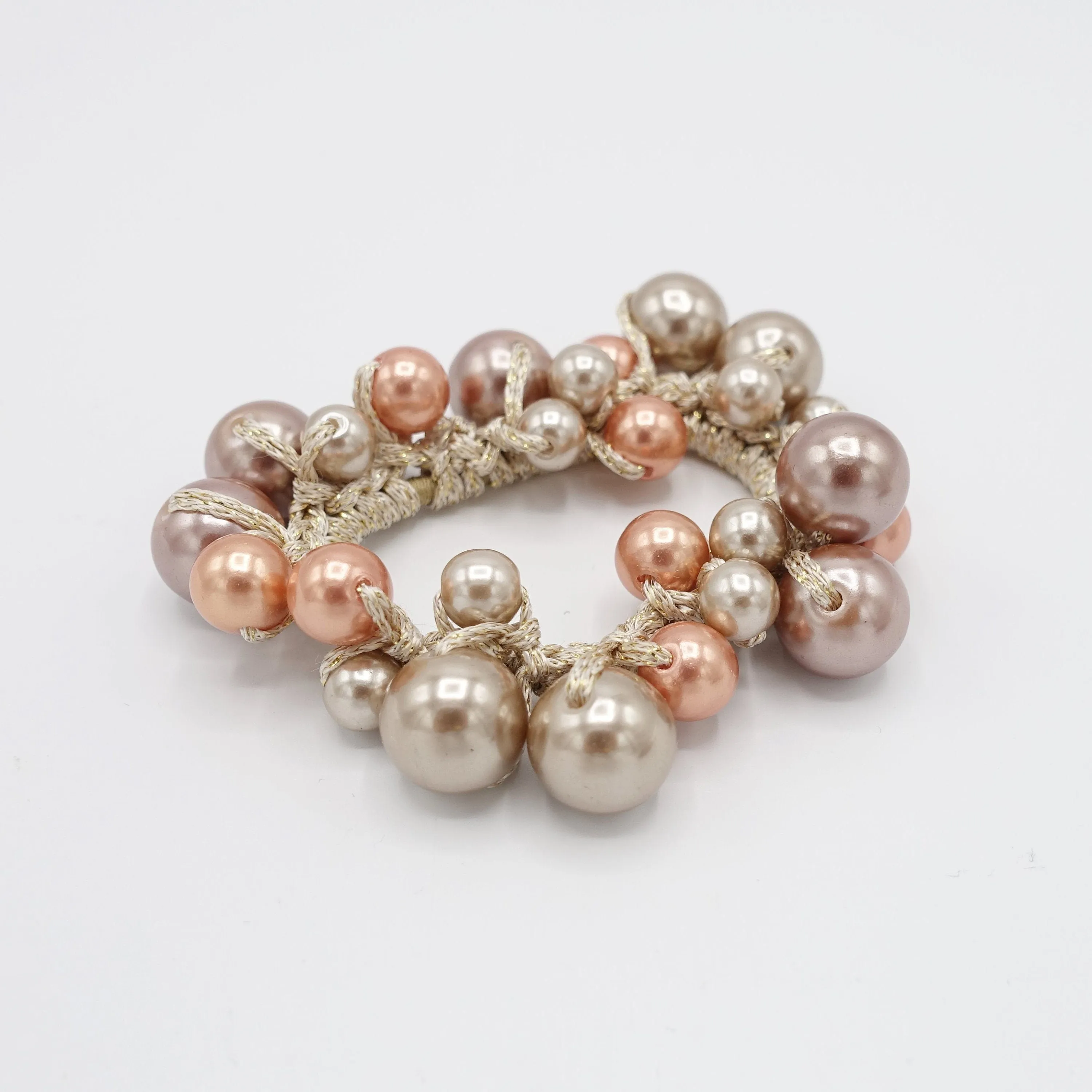 multi size sleek ball beaded hair elastic ponytail holder woman hair accessory