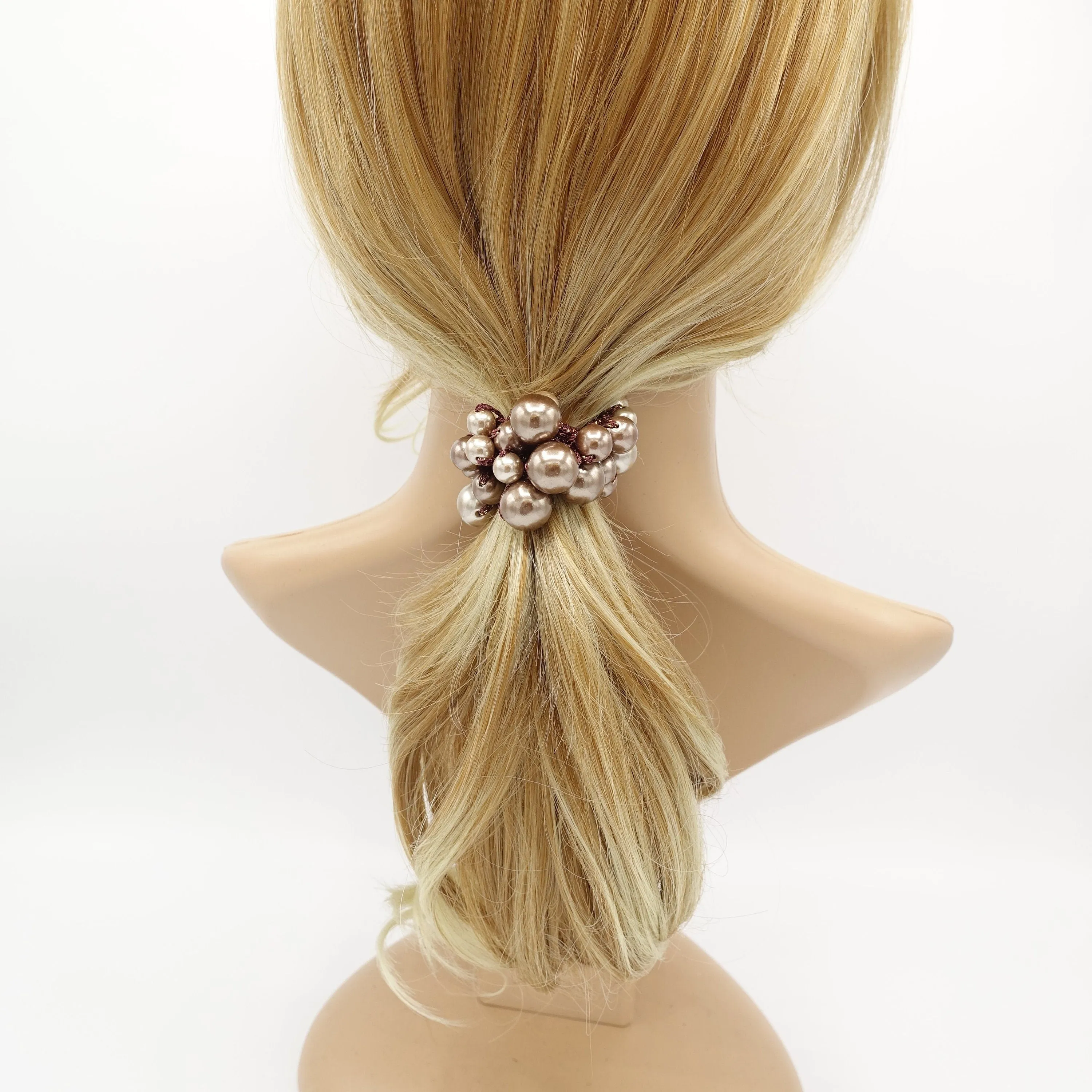 multi size sleek ball beaded hair elastic ponytail holder woman hair accessory
