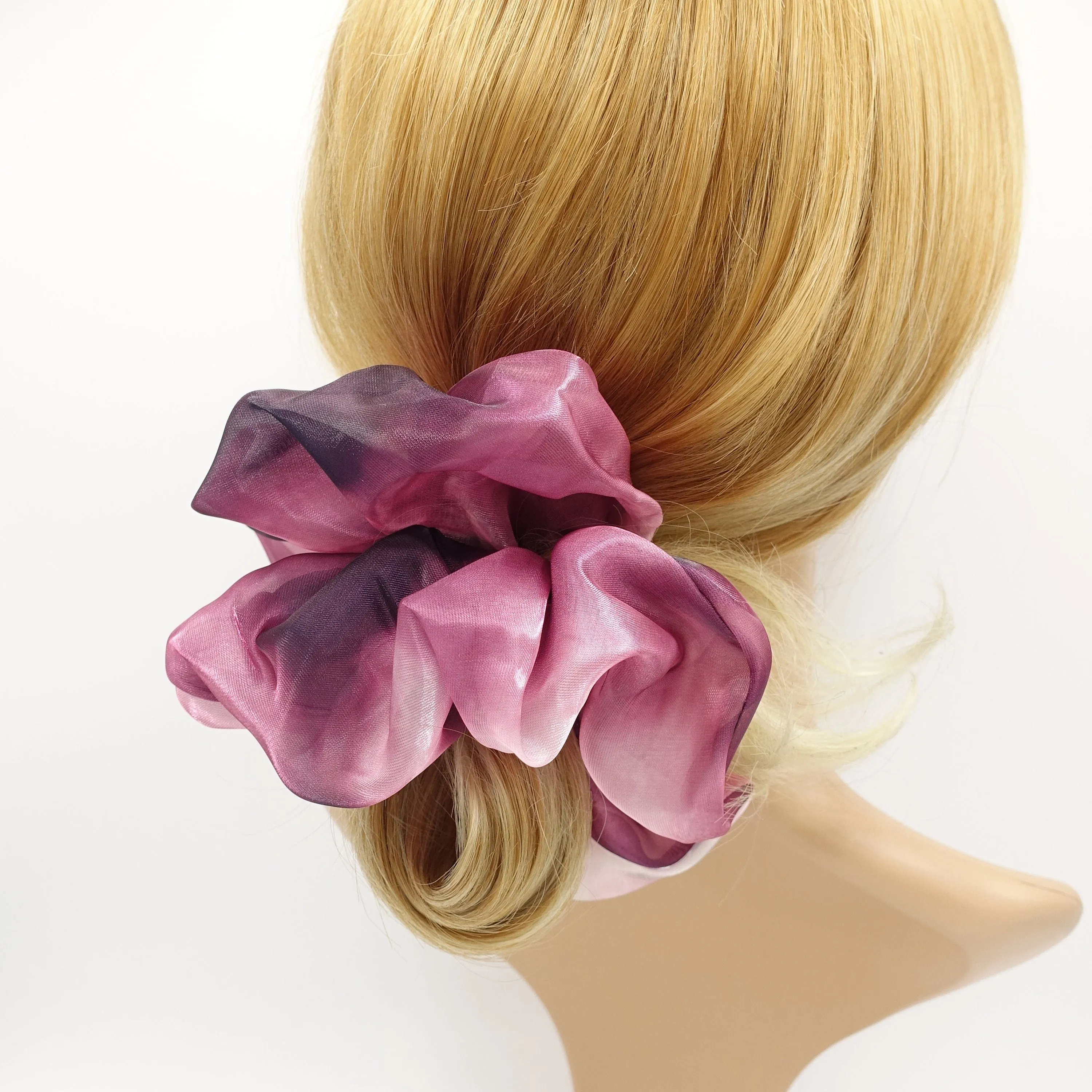 organza scrunchies tie dye hair elastic gradation oversized scrunchies pretty hair scrunchie for women