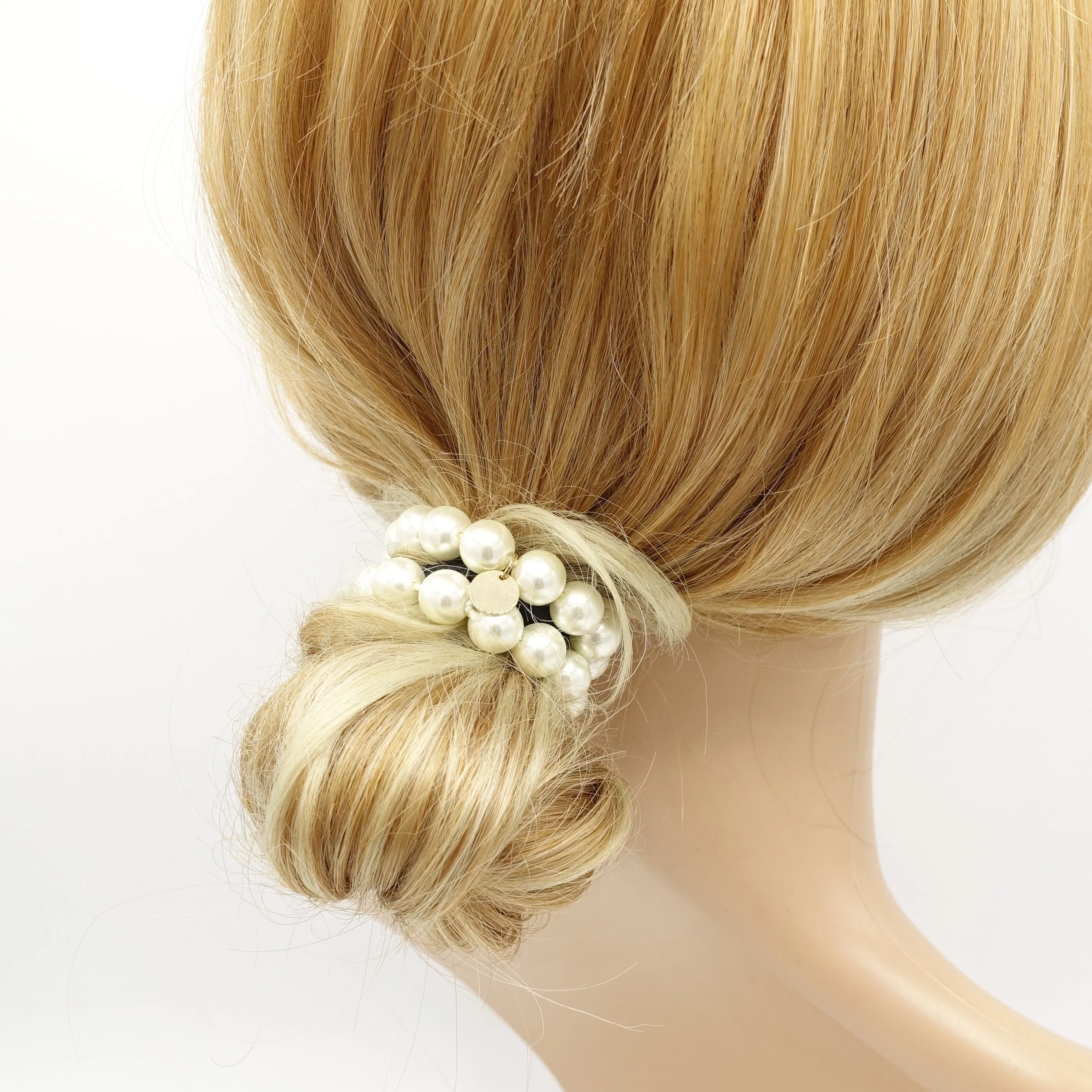 pearl bun holder hair elastic for women