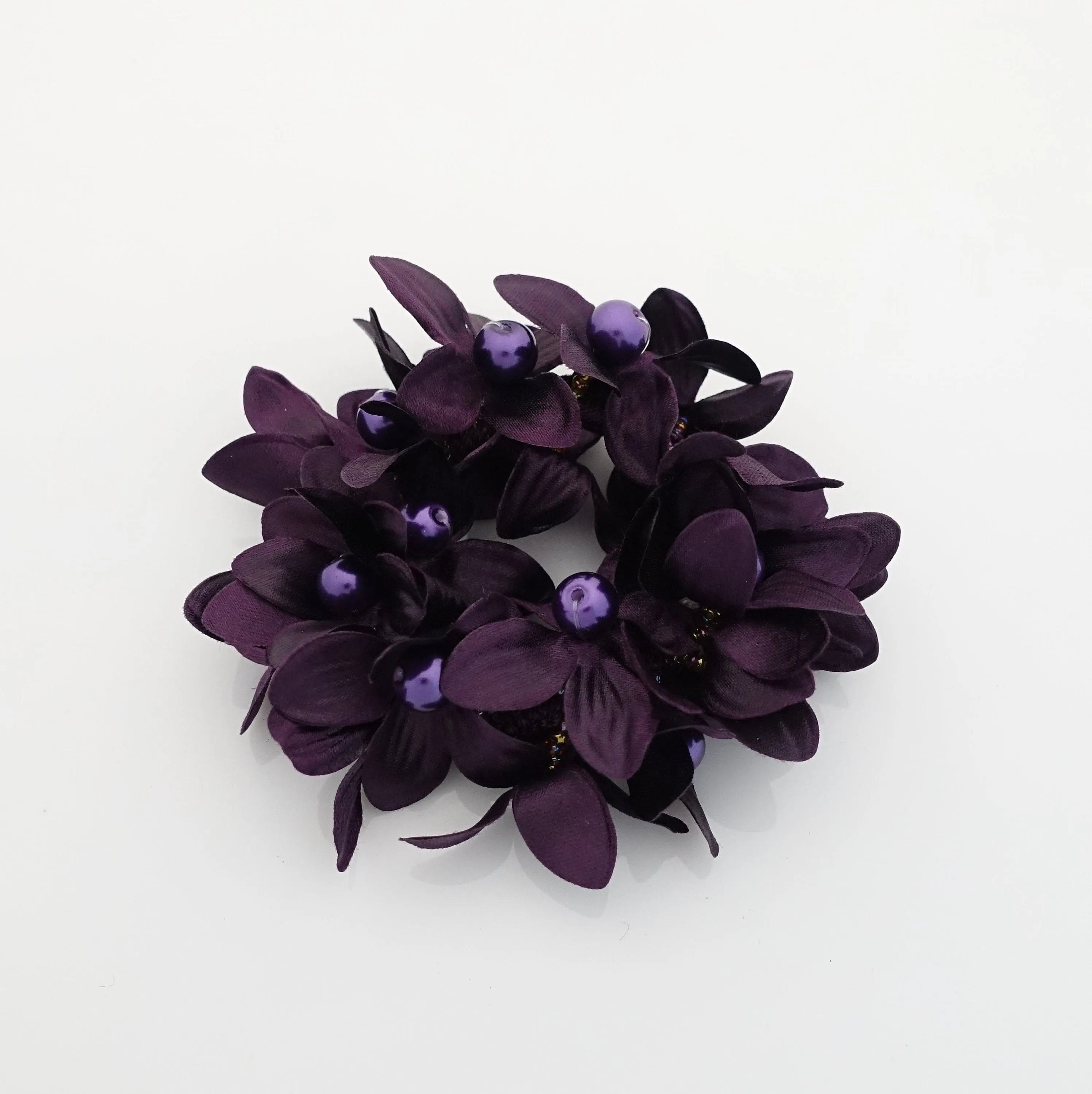 pearl flower beaded hair elastic ponytail holder decorated elastic band hair tie scrunchies woman hair accessory