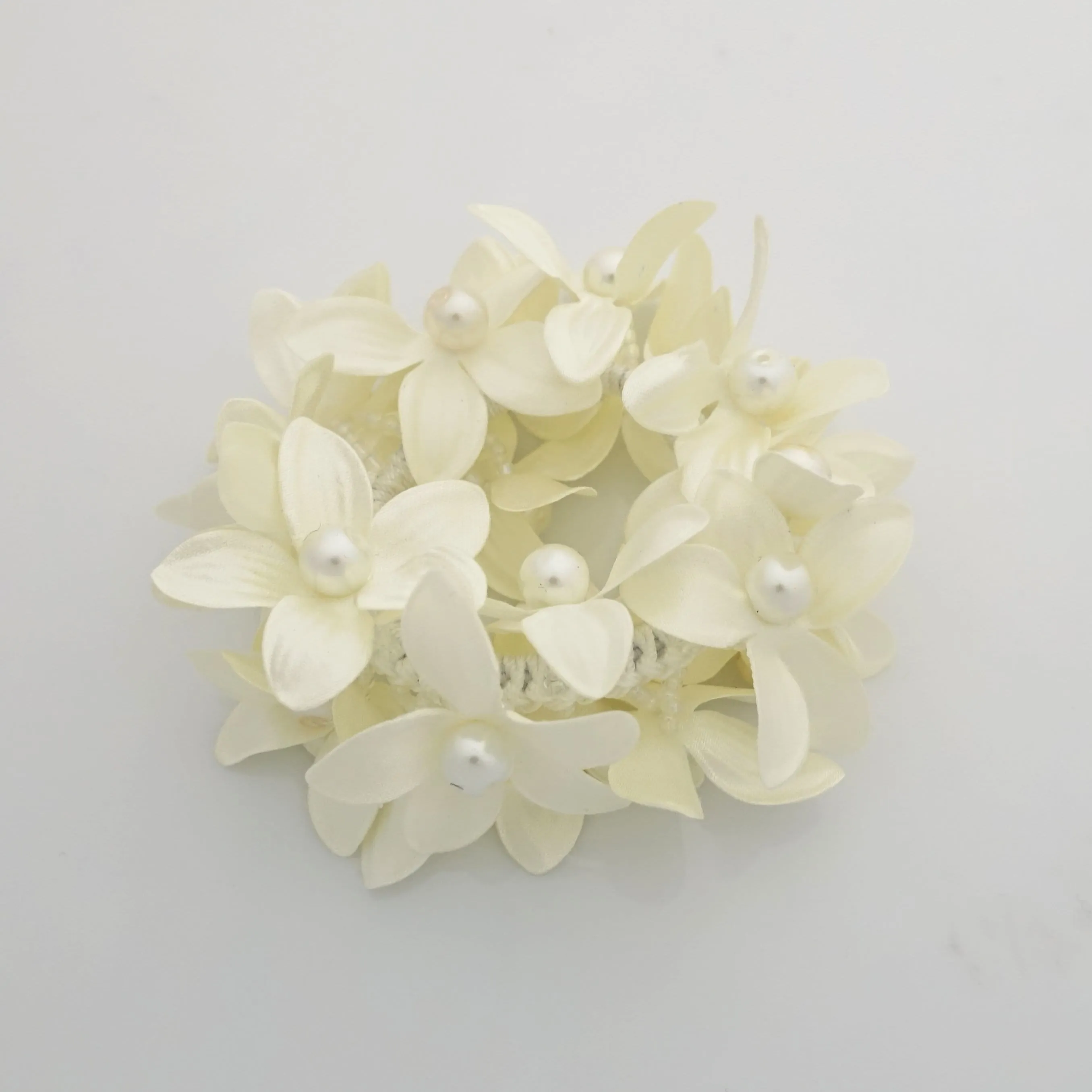 pearl flower beaded hair elastic ponytail holder decorated elastic band hair tie scrunchies woman hair accessory