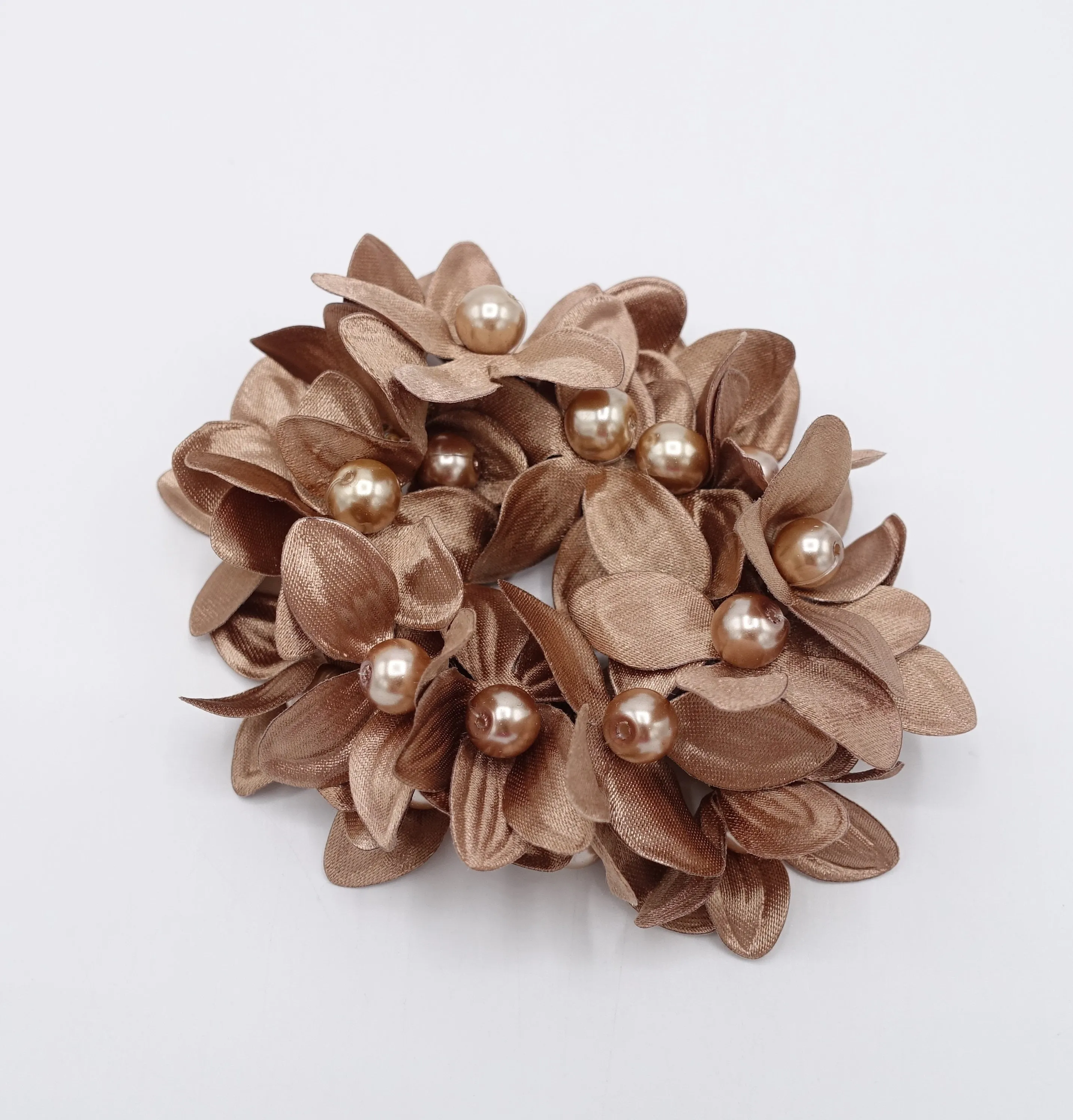 pearl flower beaded hair elastic ponytail holder decorated elastic band hair tie scrunchies woman hair accessory