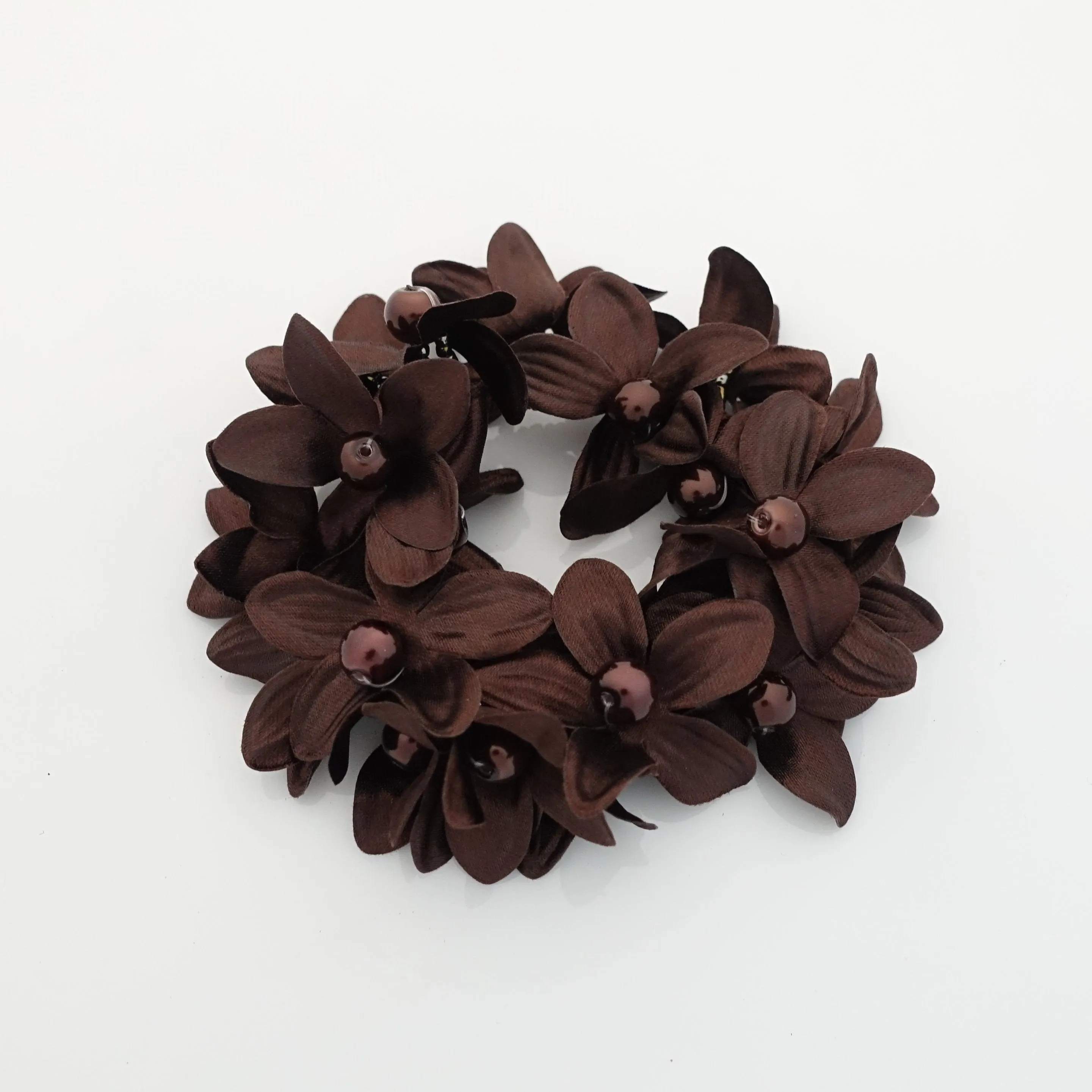 pearl flower beaded hair elastic ponytail holder decorated elastic band hair tie scrunchies woman hair accessory