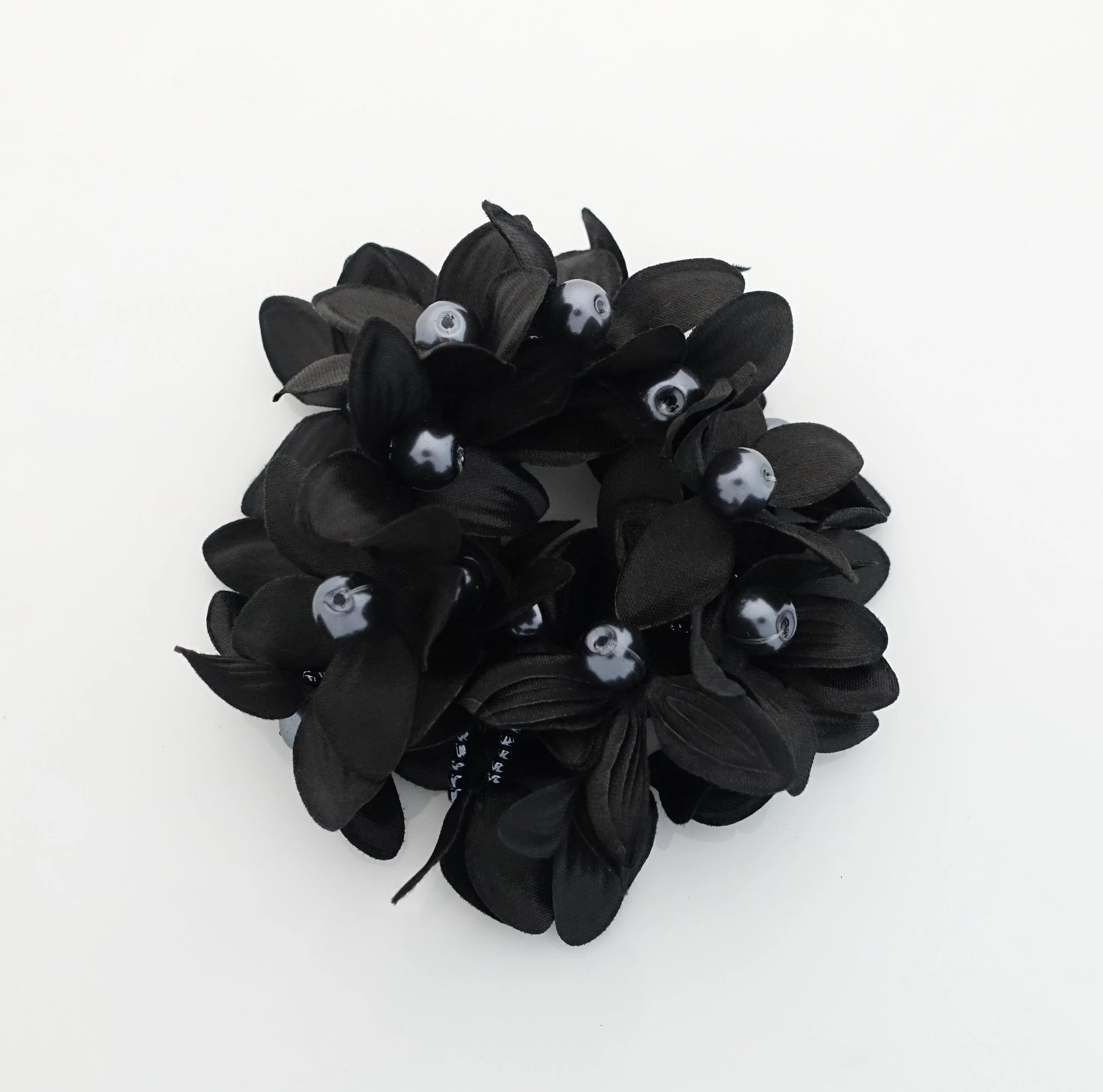 pearl flower beaded hair elastic ponytail holder decorated elastic band hair tie scrunchies woman hair accessory