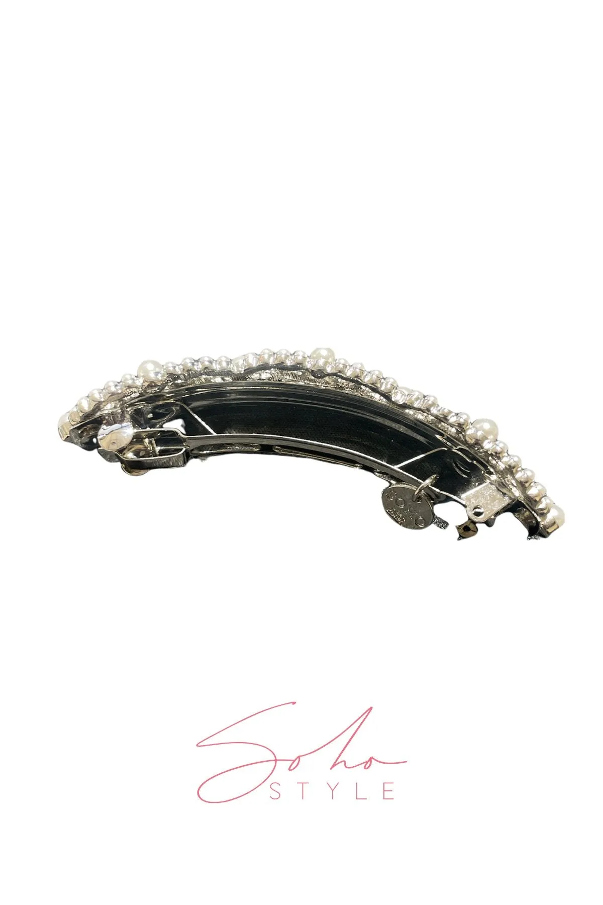 Pearl Rhinestone Three Circle Barrette