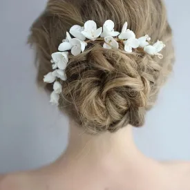 Porcelain Flower Bridal Long Hair Comb Handmade