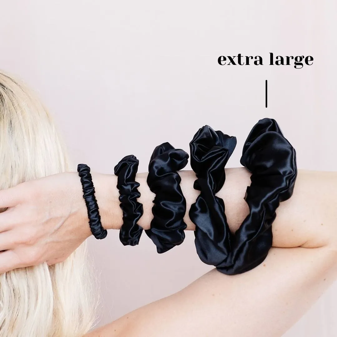 Premium Mulberry Silk Scrunchie - White - Extra Large