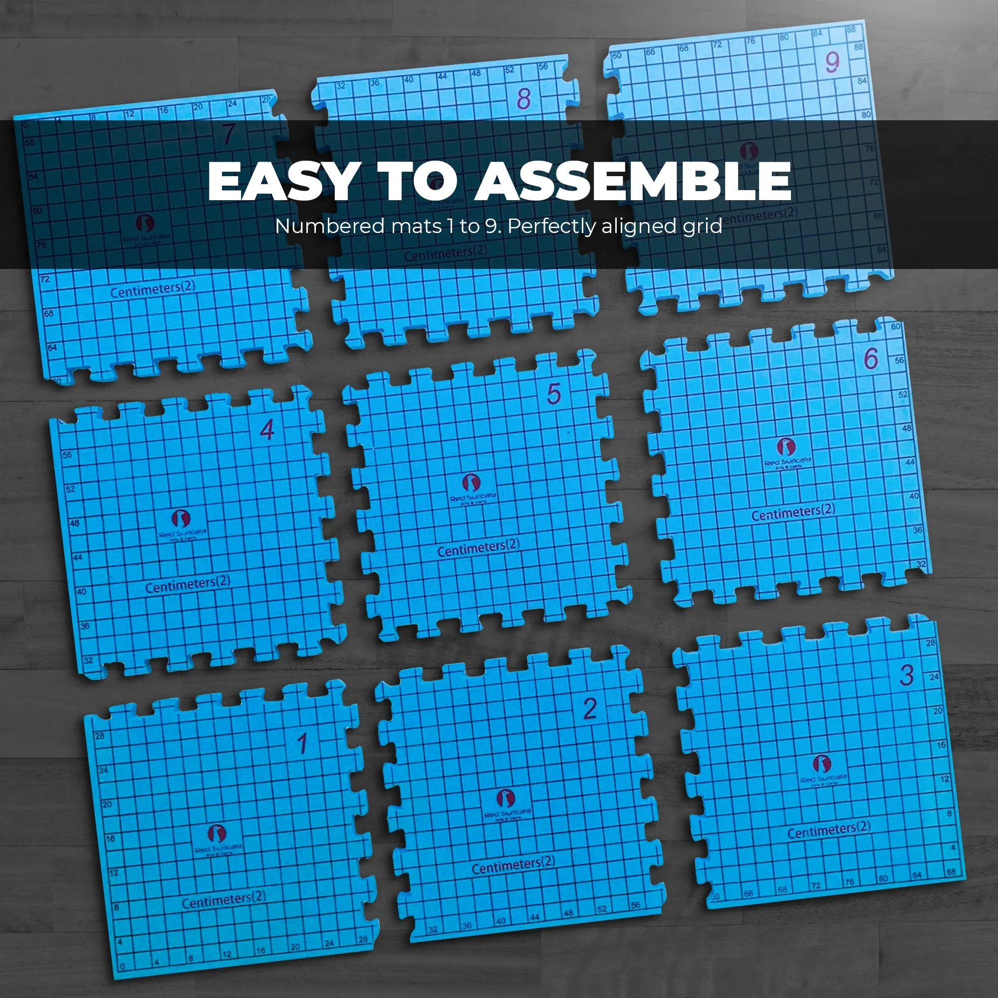 Red Suricata Knit Blocking Bundle – Blocking Mats for Knitting & Knit Blocking Comb Set (CMs Grid)