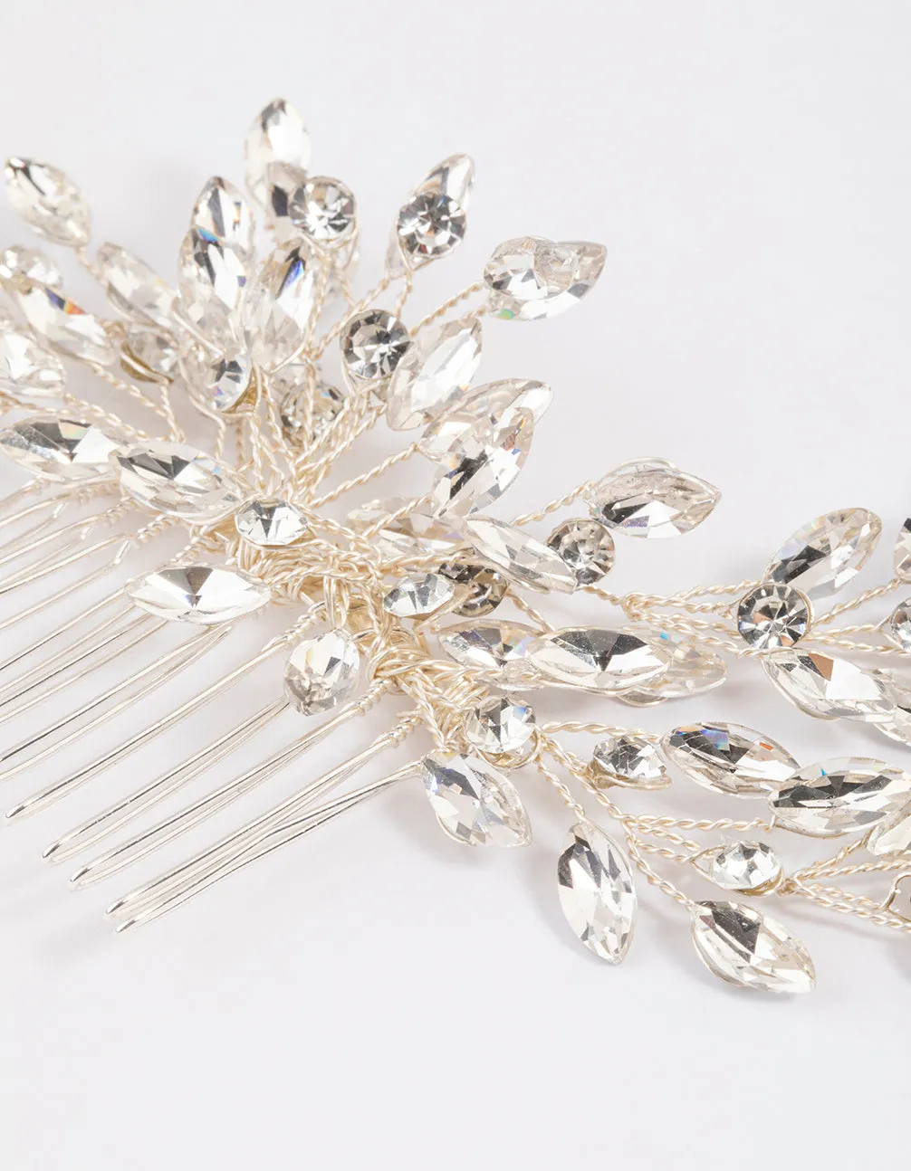 Silver Large Marquise Hair Comb