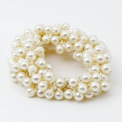 sleek ball decorated ponytail holder beaded hair tie scrunchies women hair accessories