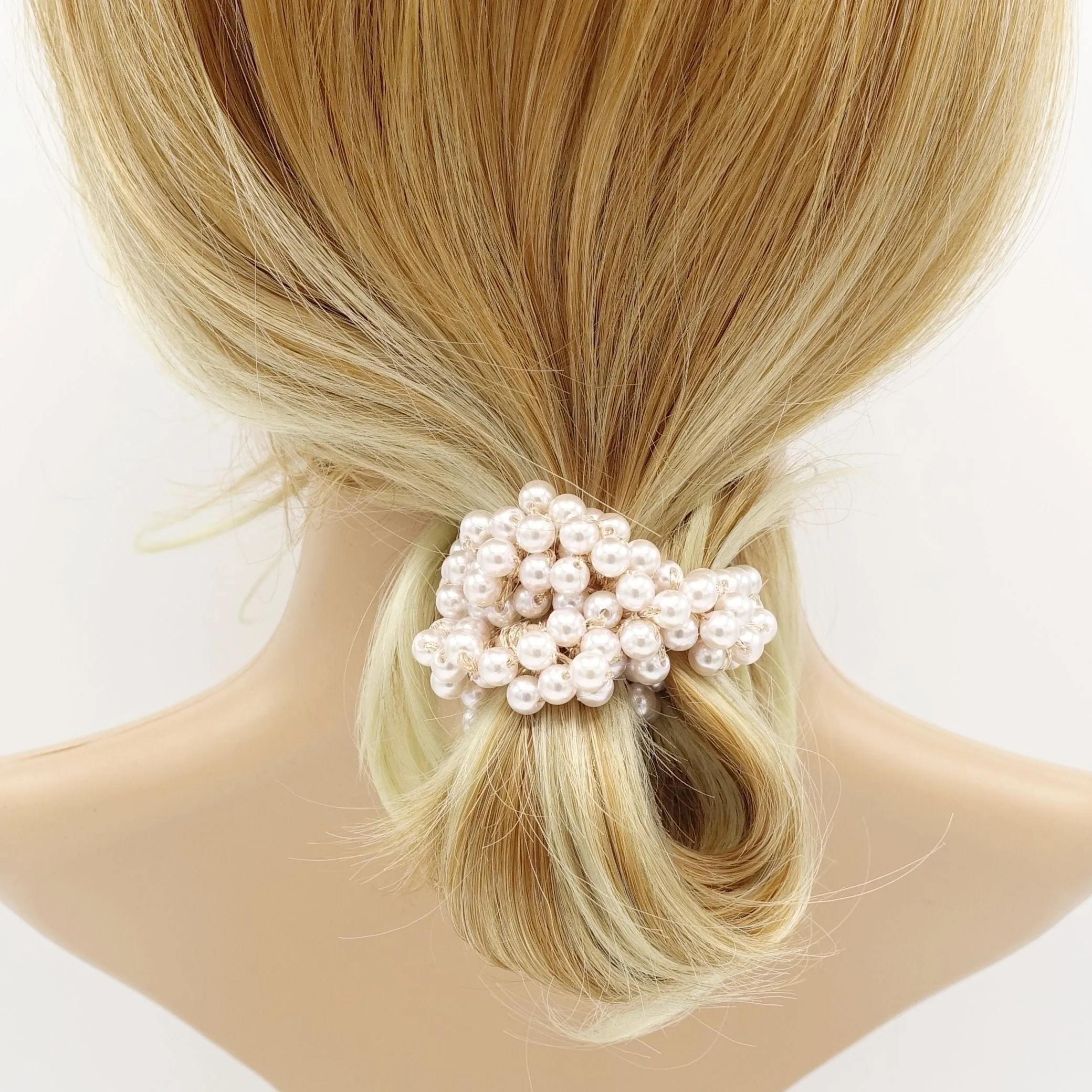sleek ball decorated ponytail holder beaded hair tie scrunchies women hair accessories
