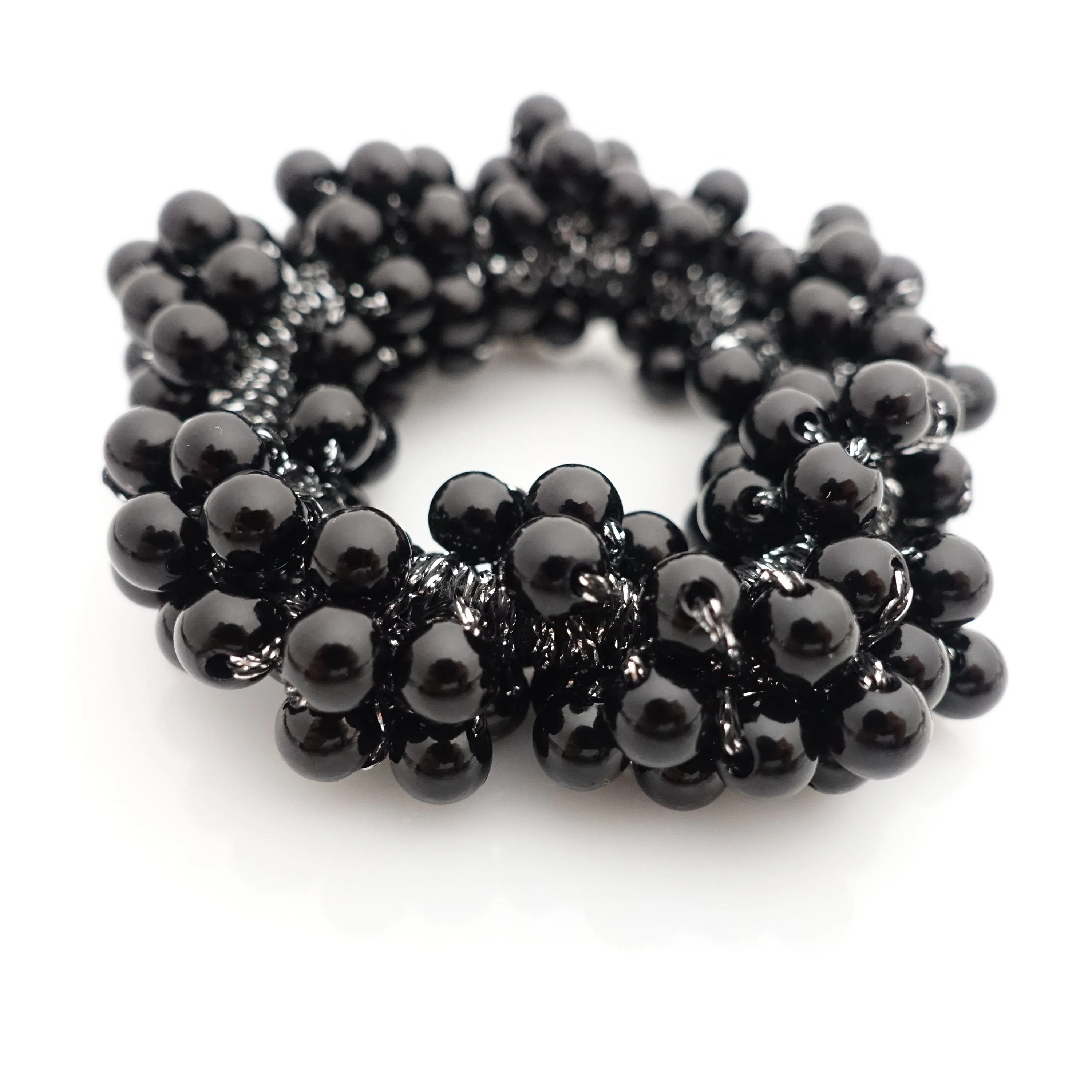 sleek ball decorated ponytail holder beaded hair tie scrunchies women hair accessories