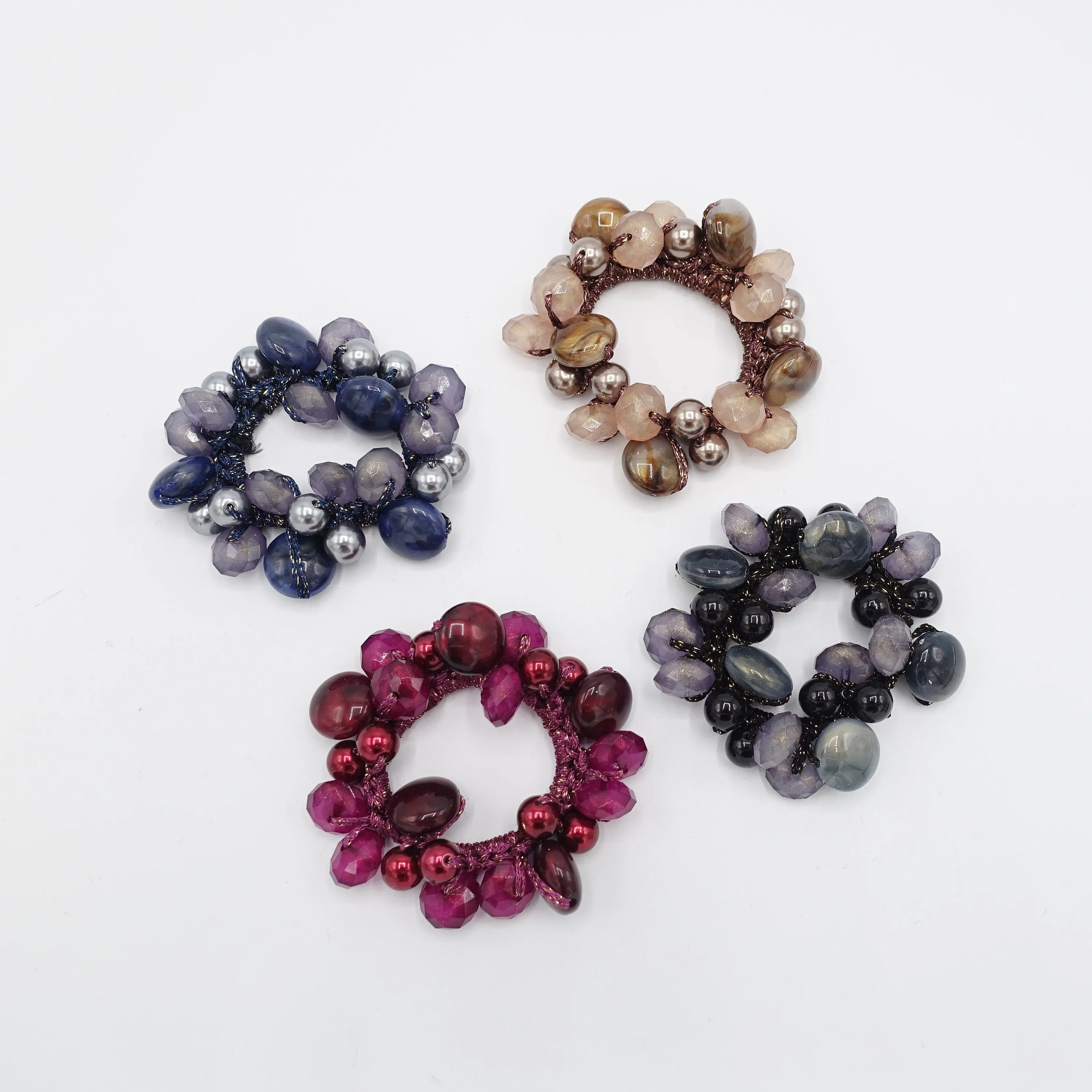 sleek ball polyhedron ornament beaded  women hair accessories