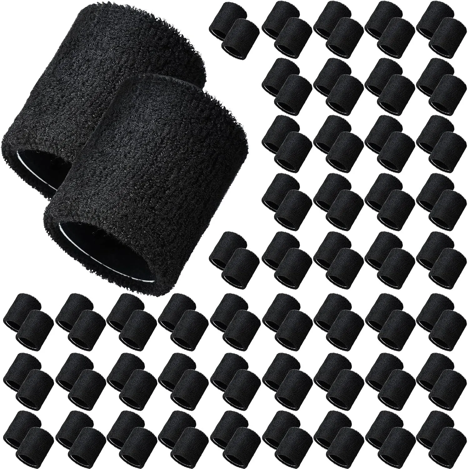 Sosation 50 Pair Cotton Wrist Sweatbands Bulk Absorbent Sports Wristband Athletic Sweat Bands for Wrists Men Women Tennis
