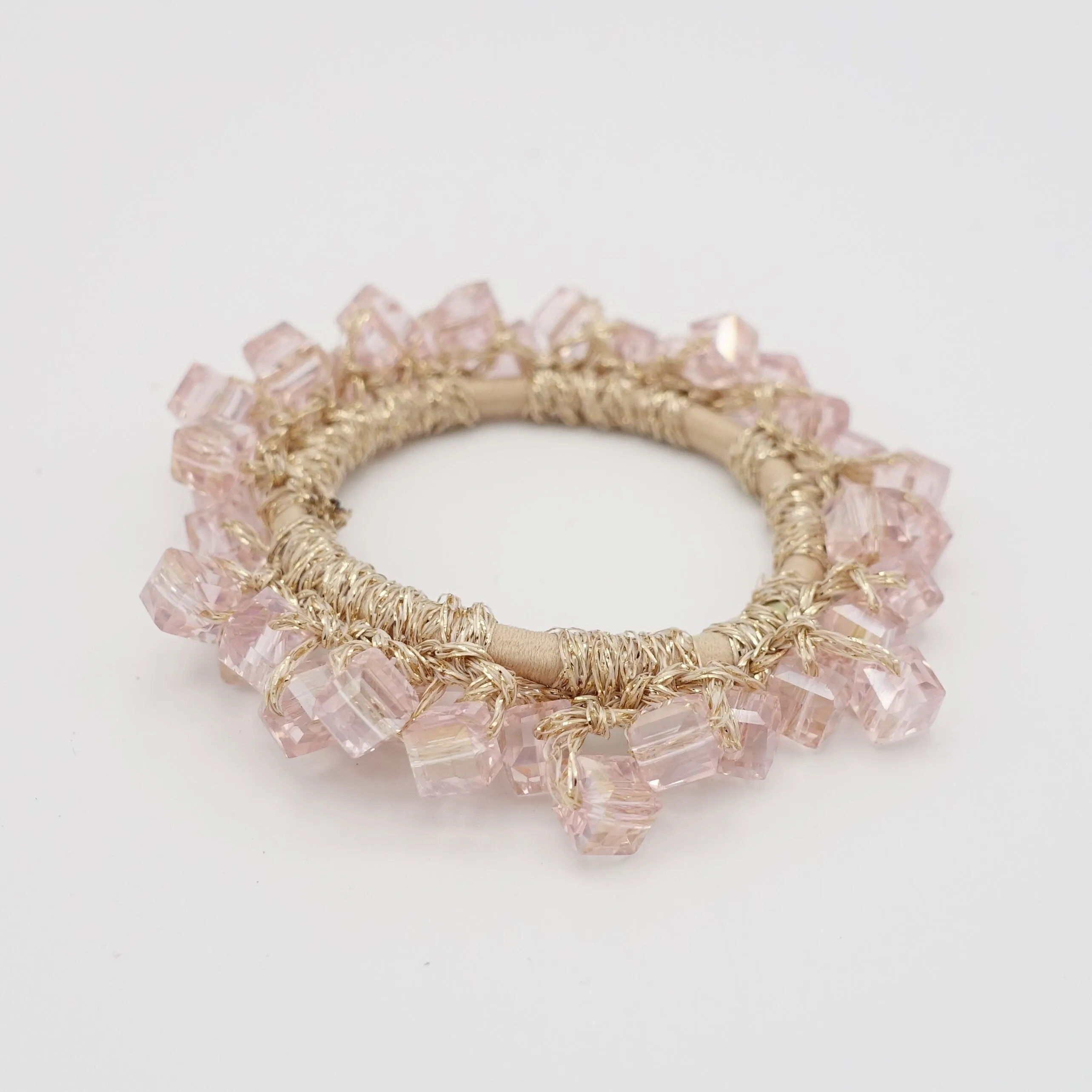 square glass stone beaded hair elastic holder cute hair ties  women hair scrunchies
