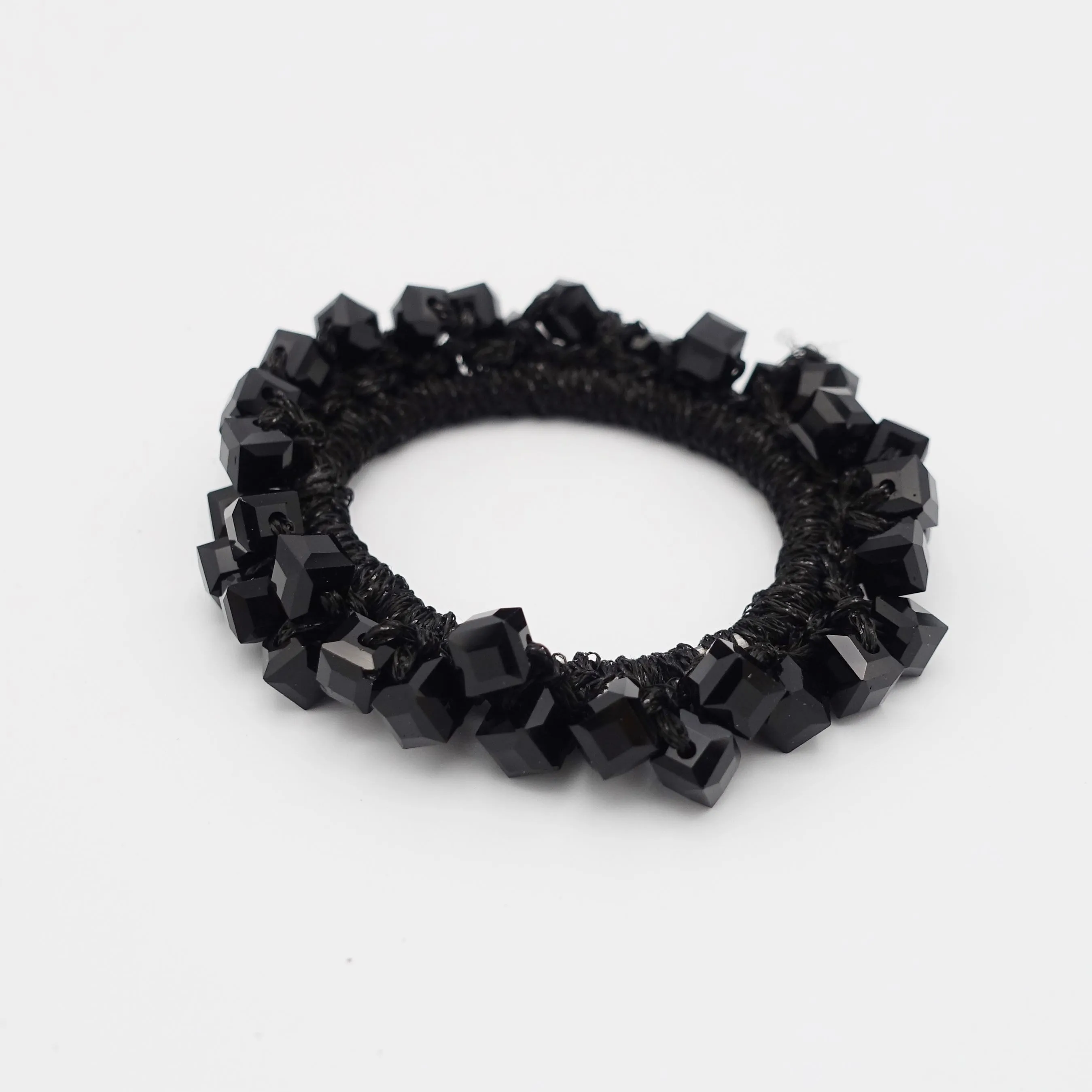 square glass stone beaded hair elastic holder cute hair ties  women hair scrunchies