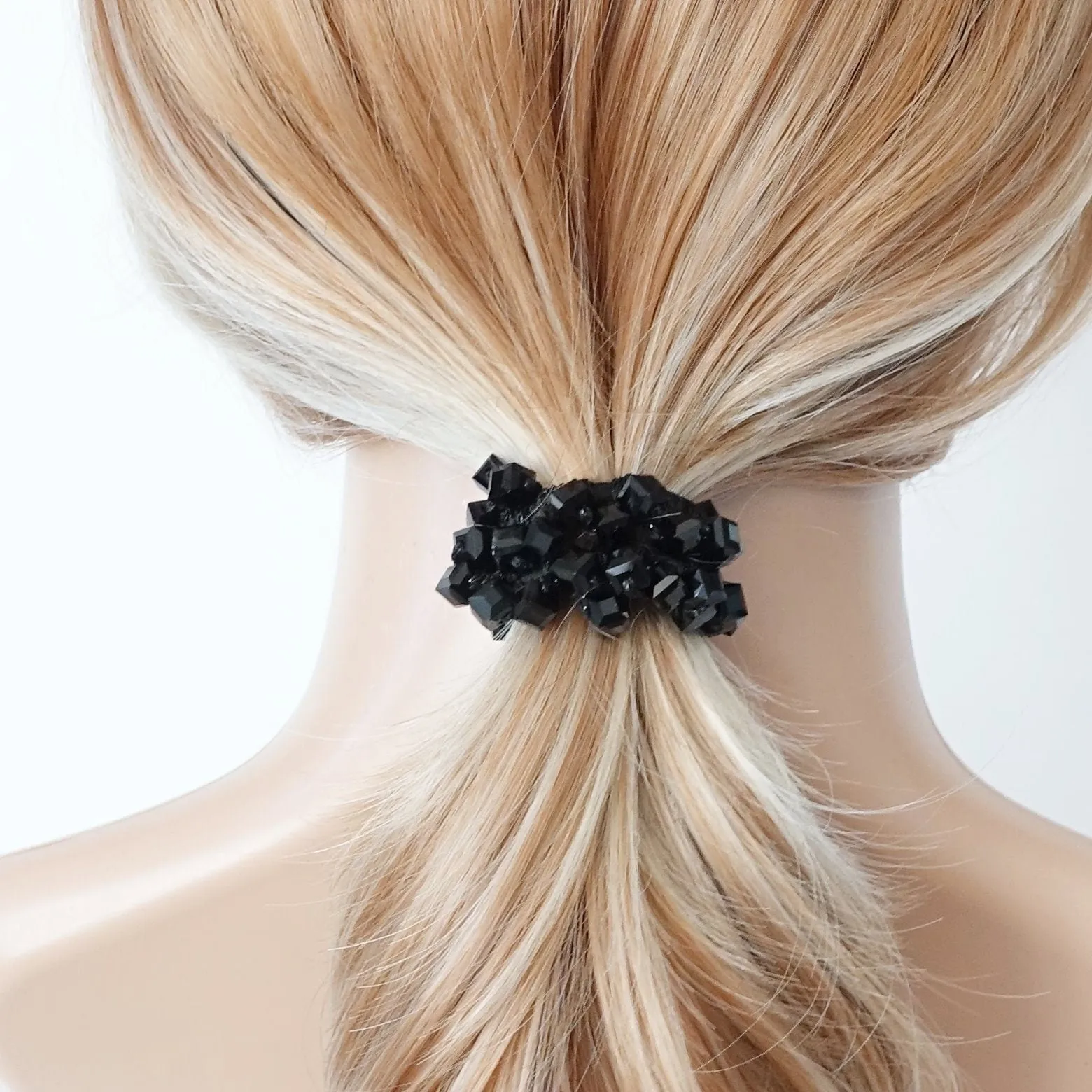 square glass stone beaded hair elastic holder cute hair ties  women hair scrunchies