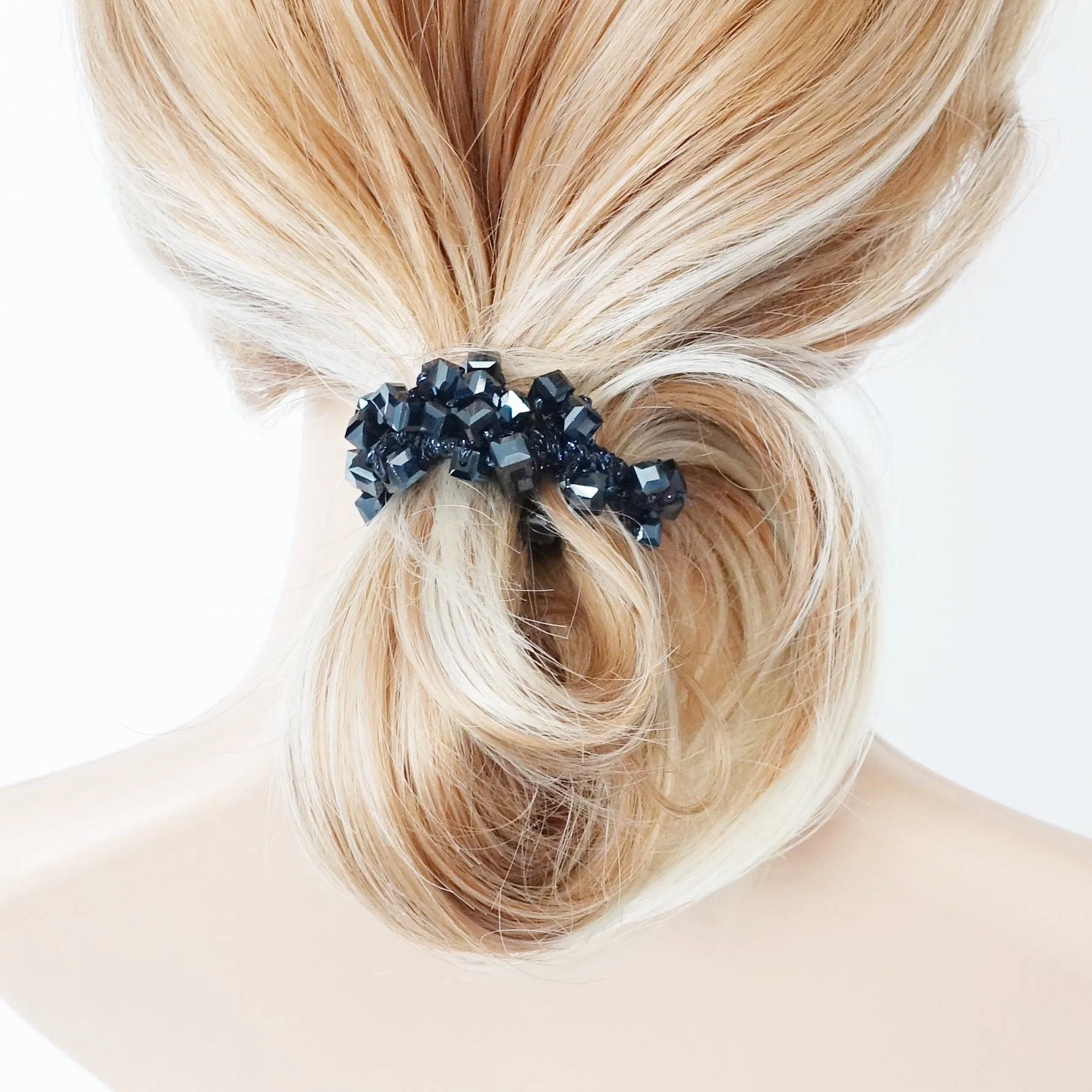 square glass stone beaded hair elastic holder cute hair ties  women hair scrunchies