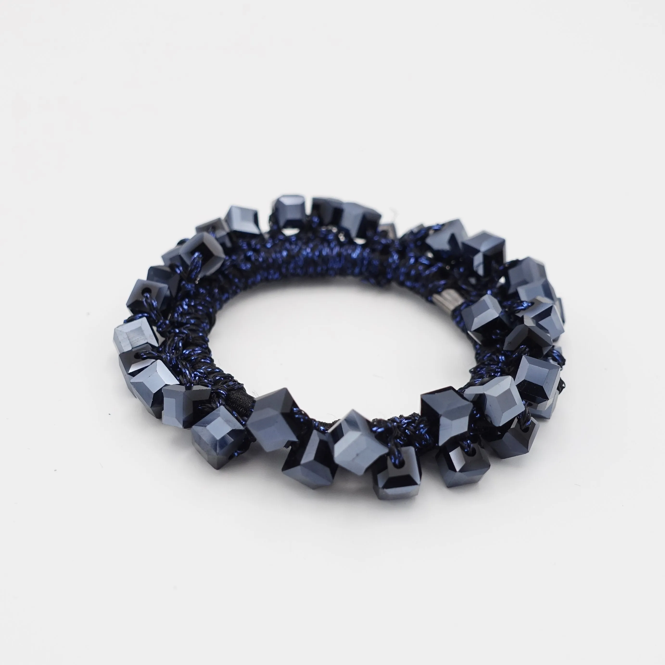 square glass stone beaded hair elastic holder cute hair ties  women hair scrunchies