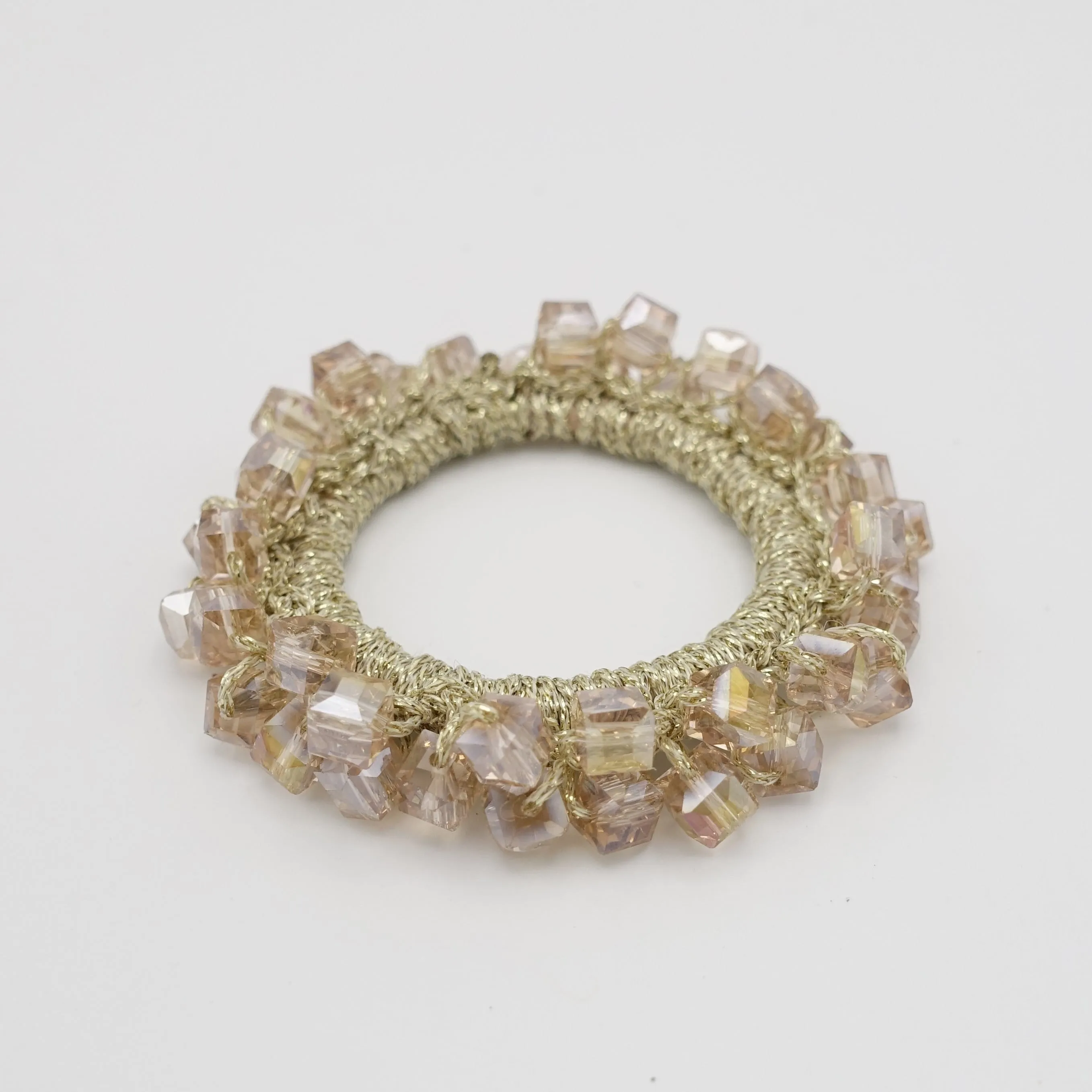 square glass stone beaded hair elastic holder cute hair ties  women hair scrunchies