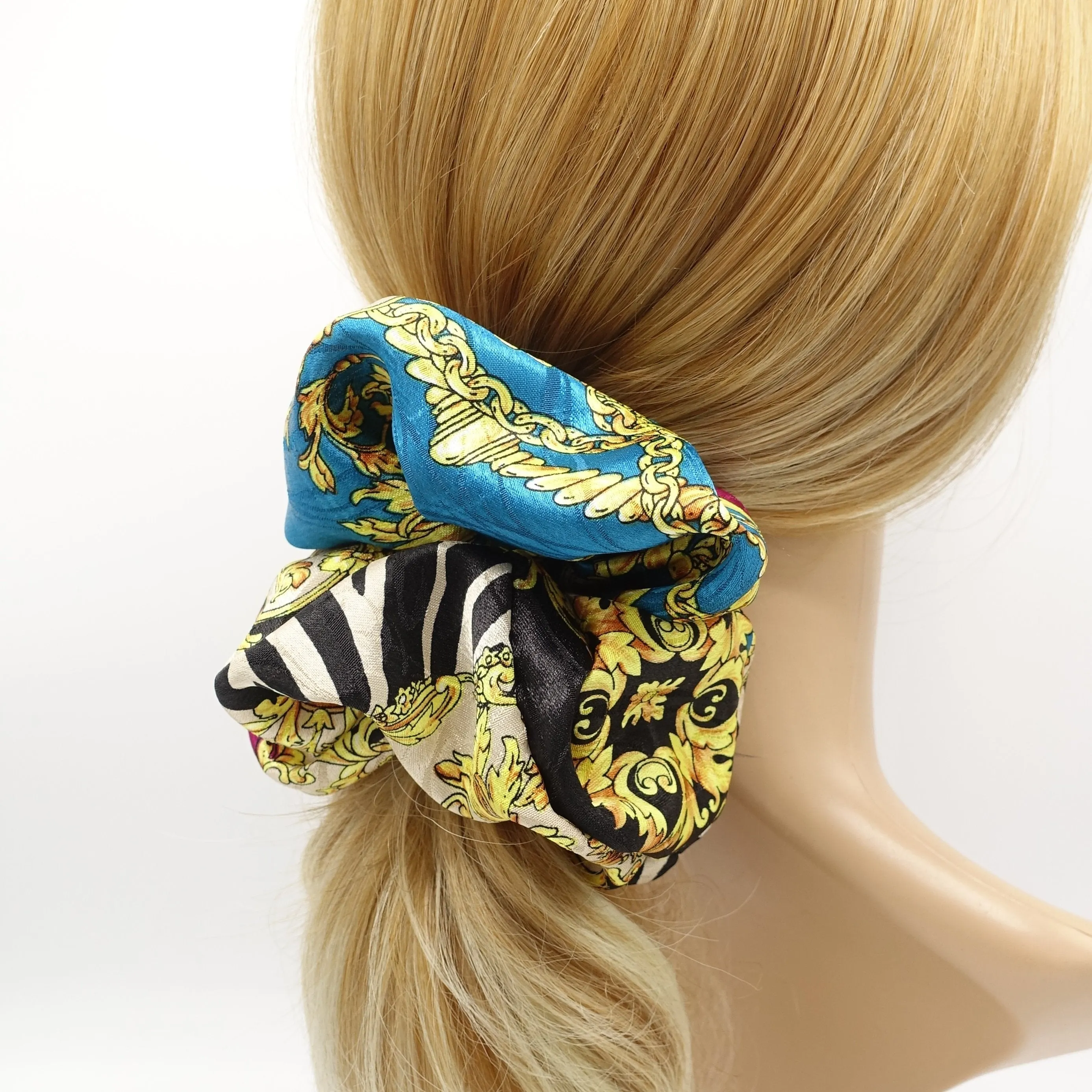 stylish oversized scrunchies multi pattern print hair scrunchie for women